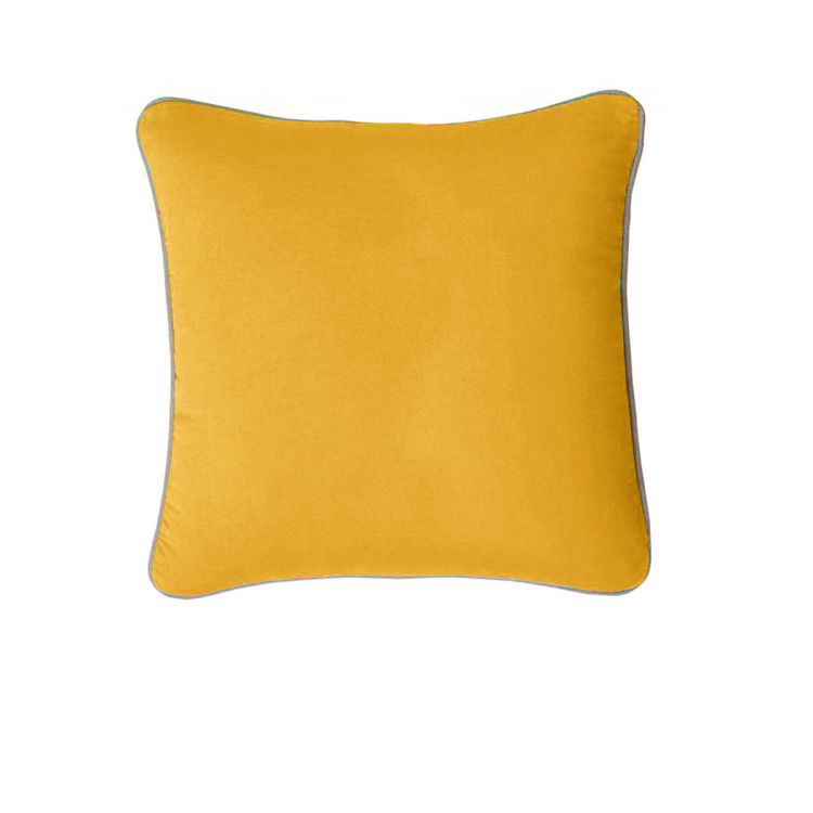 V442-IDC-CUSHIONC-GABRIEL43CM-YELLOW-SQ-78361-00 J Elliot Home Gabriel 100% Cotton Cushion Cover 43 x 43 cm Yellow - Image 1