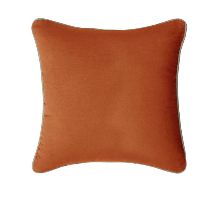 V442-IDC-CUSHIONC-GABRIEL60CM-BURNTORANGE-SQ-78370-00 J Elliot Home Gabriel 100% Cotton Cushion Cover 60 x 60 cm Burnt Orange - Image 1