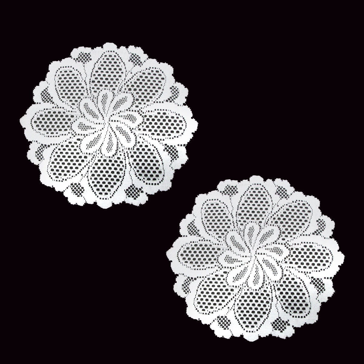 V442-IDC-MISC-SETOF2BLOSSOMDOILIES-WHITE-RD-200436-00 Blossom White Set of 2 Polyester Lace Table Doilies 36 cm Diameter - Image 1