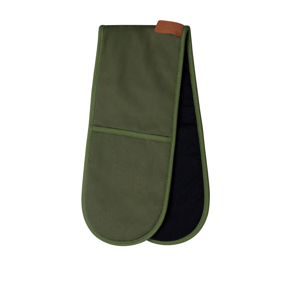 V442-IDC-OVENM-SELBYDOUBLEGLOVE-OLIVE-SH-78311-00 J Elliot Home Selby Cotton Double Oven Mitt Glove 17 x 82 cm Olive & Black - Image 1