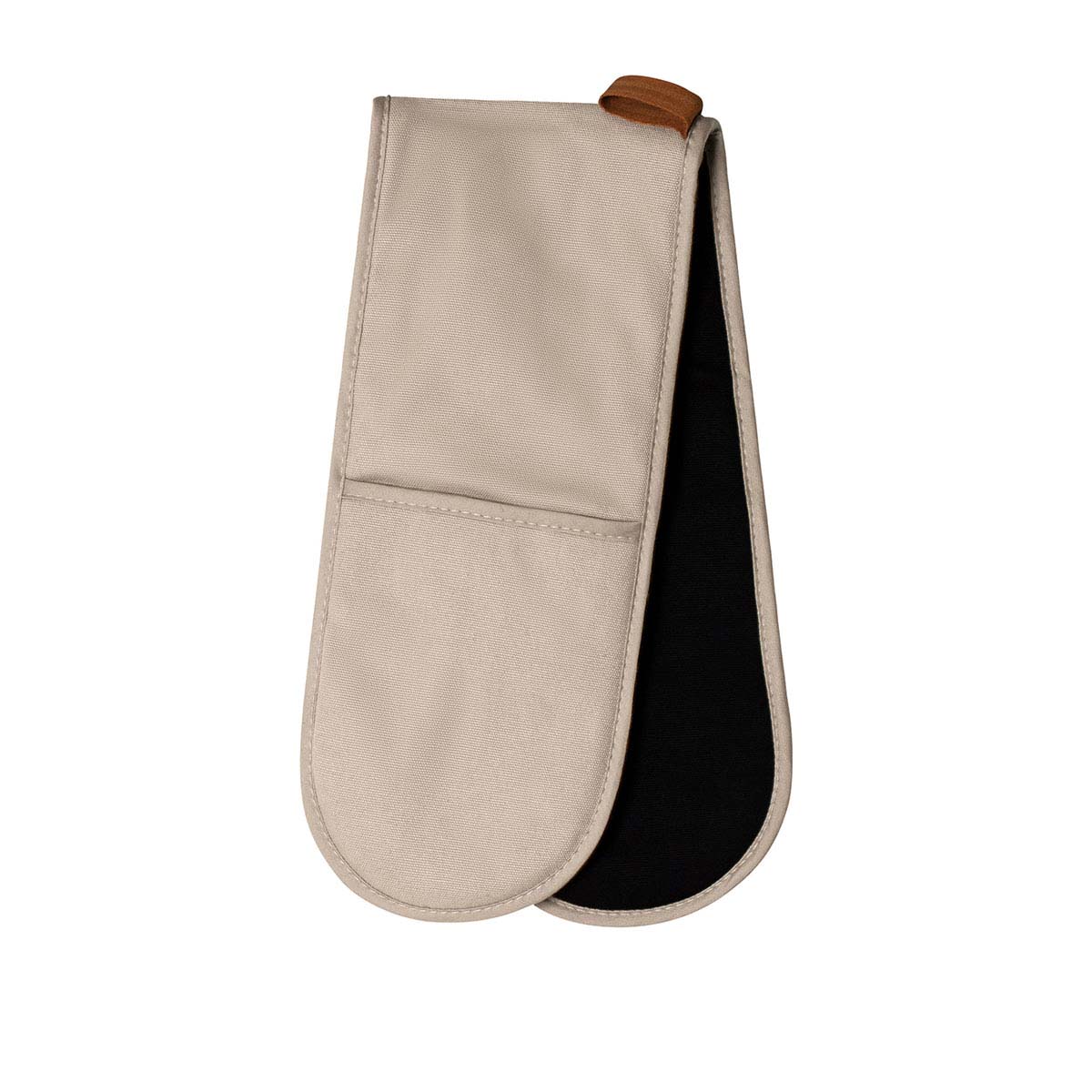 V442-IDC-OVENM-SELBYDOUBLEGLOVE-SANDSTONE-SH-78310-00 J Elliot Home Selby Cotton Double Oven Mitt Glove 17 x 82 cm Sandstone & Black - Image 1