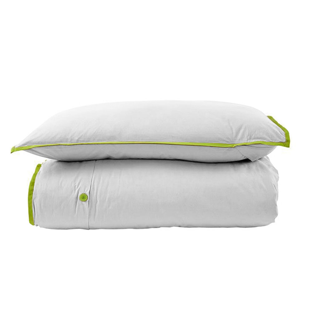 V442-IDC-QUILTCS-260TCCOTTON-WHITEGREEN-SB-78277-00 260TC 100% Cotton Quilt Cover Set Single White Green - Image 1