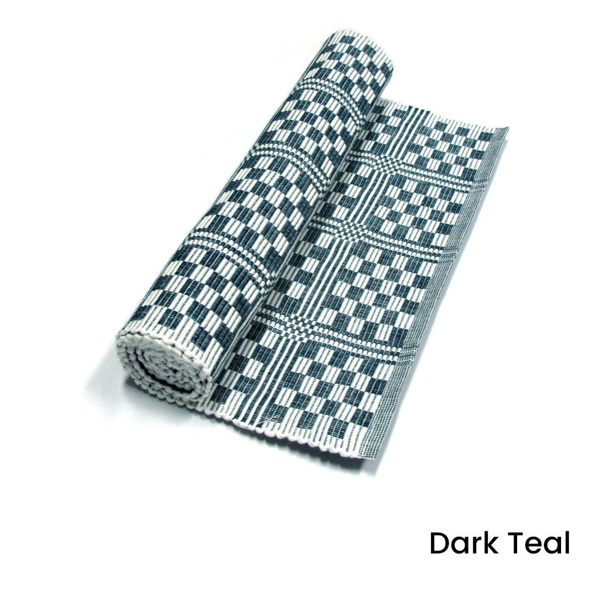 V442-IDC-TABLER-CHECKERED-DARKTEAL-RE-78335-00 Checkered Cotton Ribbed Table Runner 33 x 150 cm Dark Teal - Image 1