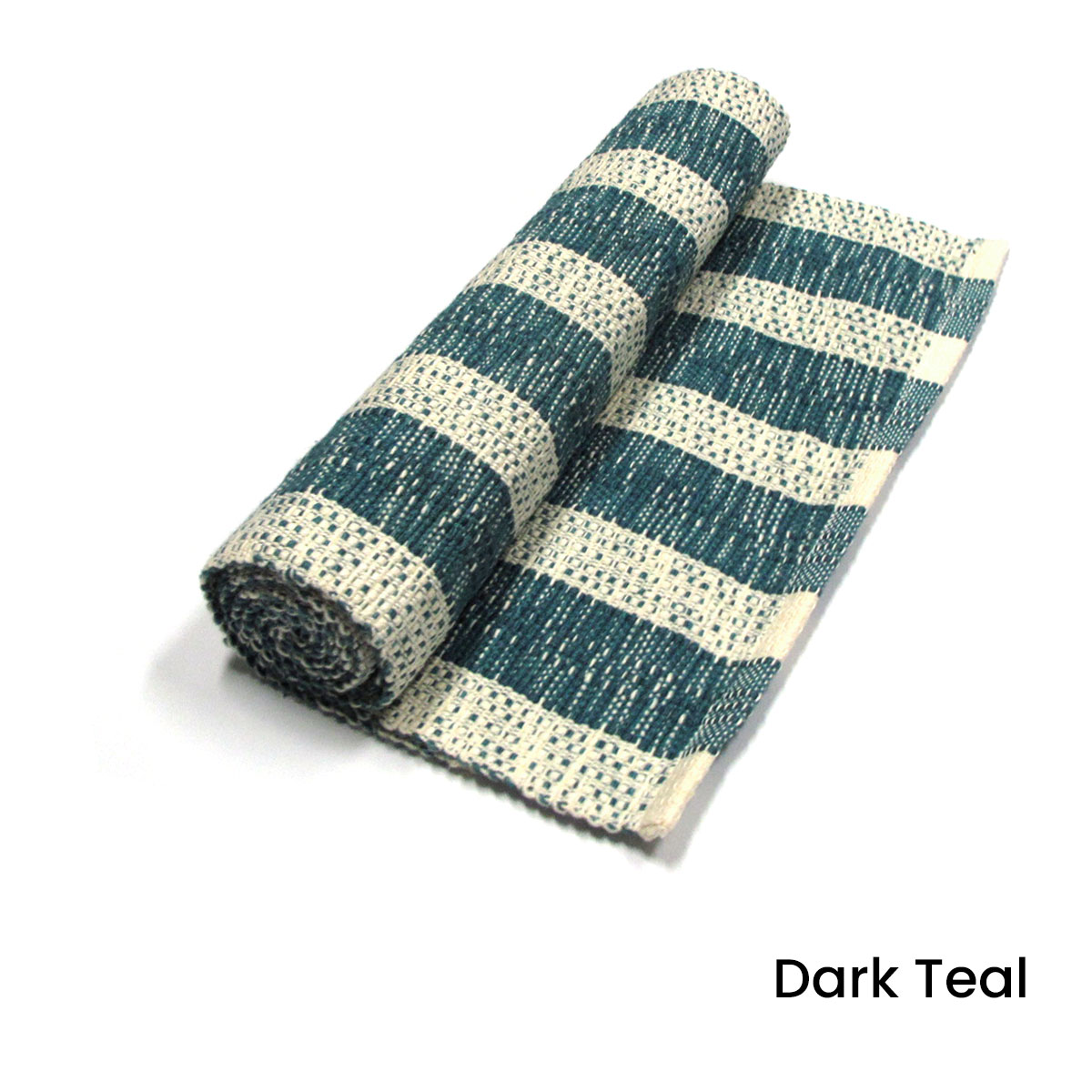 V442-IDC-TABLER-NOAHSTRIPE-DARKTEAL-RE-78331-00 Noah Stripe Cotton Ribbed Table Runner 33 x 150 cm Dark Teal - Image 1