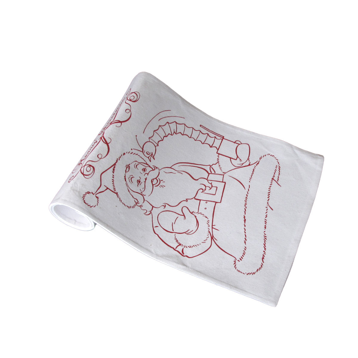 V442-IDC-TABLER-SANTACH-WHITE-RE-78261-00 Christmas Print White Table Runner 33 x 180cm Santa - Image 1