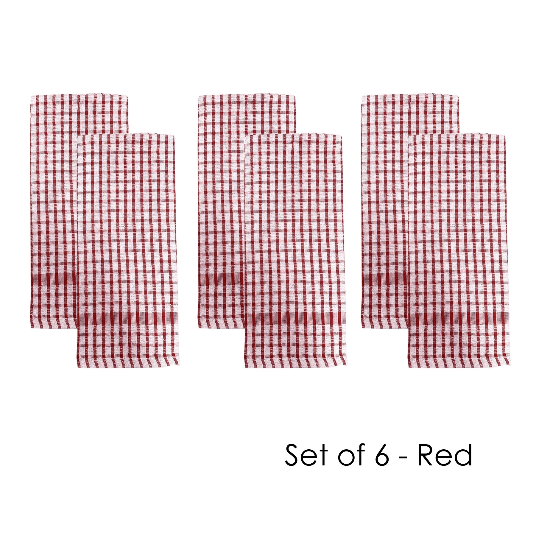 V442-IDC-TEAT-SETOF6ELLY-RED-RE-78582-00 J.Elliot Home Set of 6 Elly Terry Tea Towels Red - Image 1