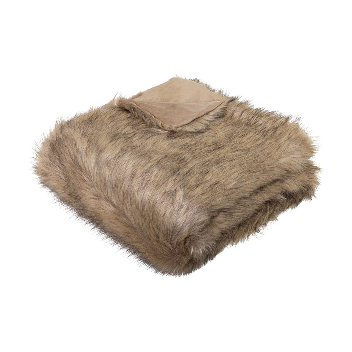 V442-IDC-THROW-GRIZZLY-BROWN-RE-78556-00 J.Elliot Home Grizzly Brown Faux Fur Throw - Image 1