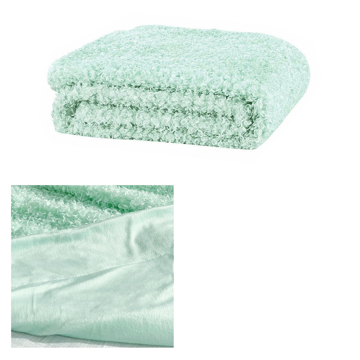 V442-IDC-THROW-LYLA-MINT-RE-78505-00 J.Elliot Home Lyla Faux Sheep Fur Throw Rug Mint - Image 1