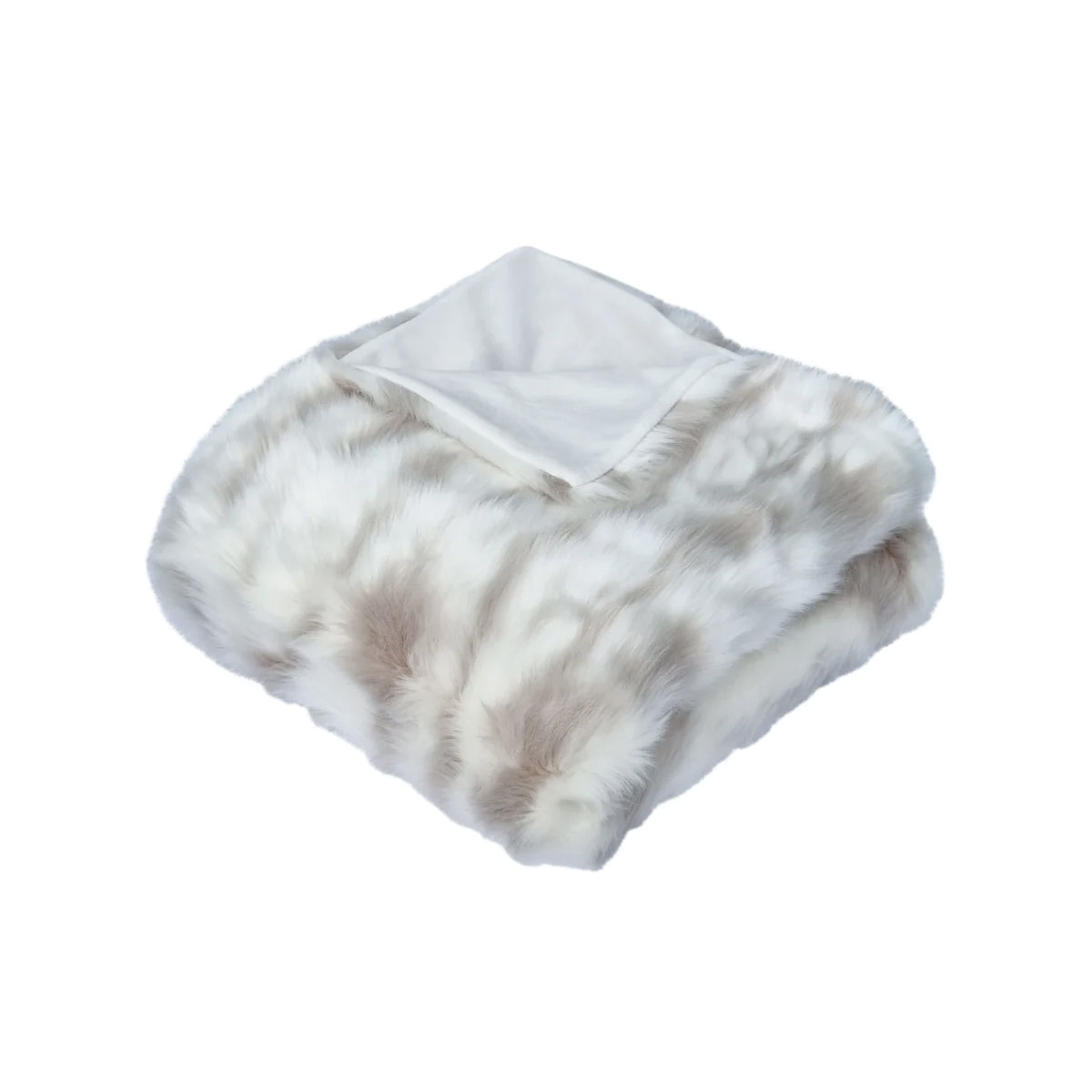V442-IDC-THROW-LYNX-IVORY-RE-98520-00 J Elliot Home Lynx Wild Cat Faux Fur Throw Rug 130 x 160cm - Image 1