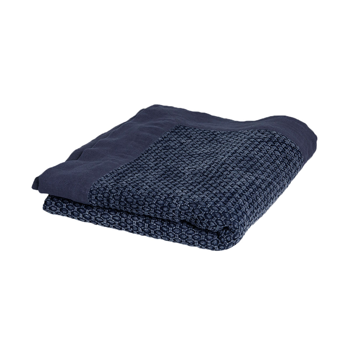 V442-IDC-THROW-TAYLOR-NAVY-RE-78494-00 J.Elliot Home Taylor Cotton Jacquard Throw Rug Navy - Image 1