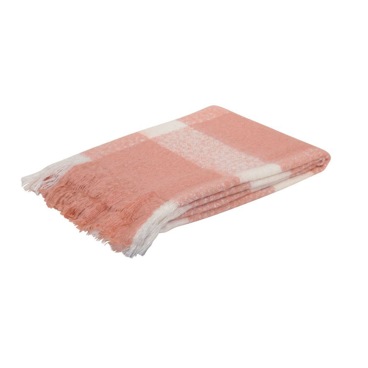 V442-IDC-THROW-WREN-CLAYPINK-RE-78527-00 J.Elliot Home Wren Faux Mohair Throw Clay Pink/White - Image 1