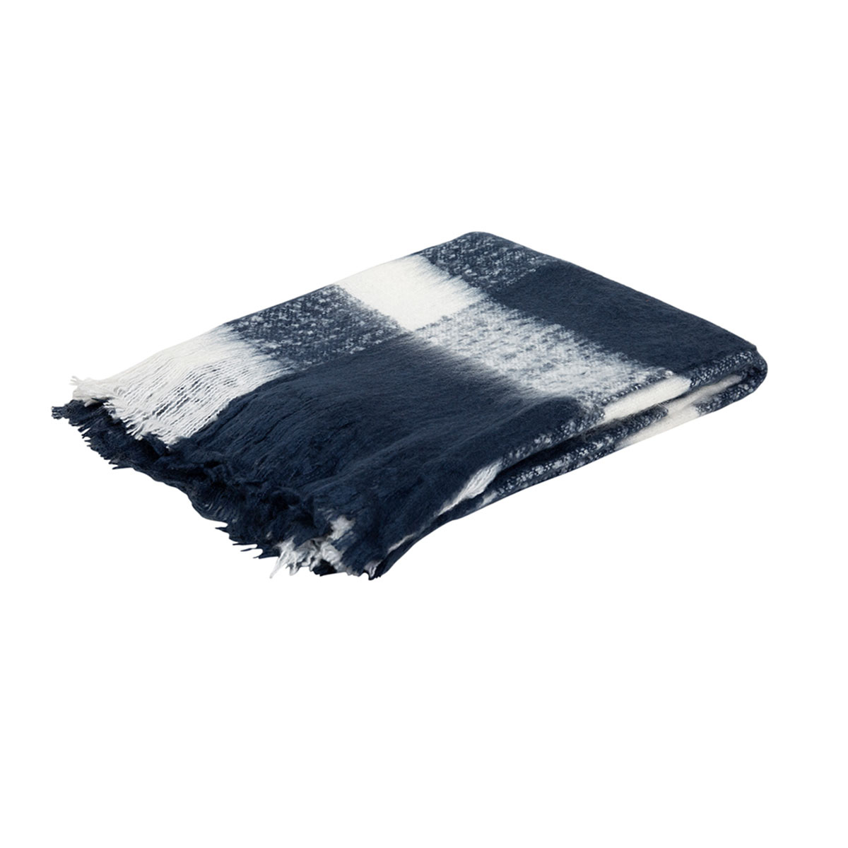 V442-IDC-THROW-WREN-NAVY-RE-78525-00 J.Elliot Home Wren Faux Mohair Throw Navy/White - Image 1