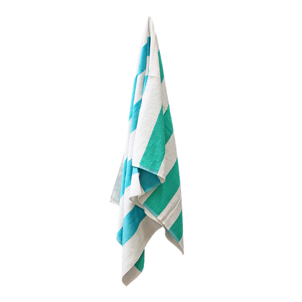 V442-IDC-TOWEL-REVERSIBLESTRIPE-AQUA-RE-78498-00 J.Elliot Home 400GSM Premium Cotton Reversible Striped Beach Towel 76 x 152 cm Aqua Teal - Image 1
