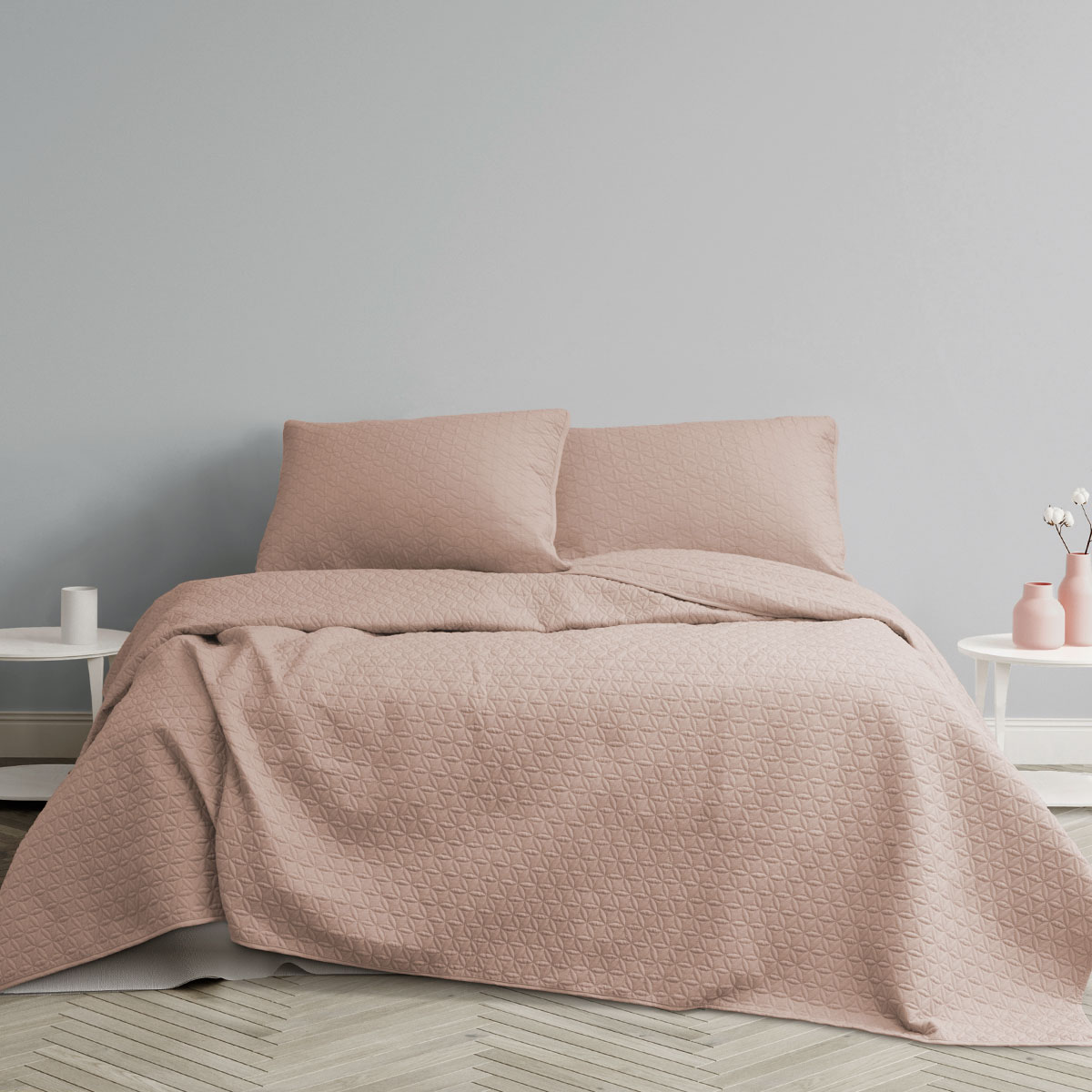 V442-INT-COVERLETS-CHLOE-PINK-QS-144569-00 Ardor Chloe Powder Pink 3 Pcs Quilted Coverlet Set Queen/King - Image 1