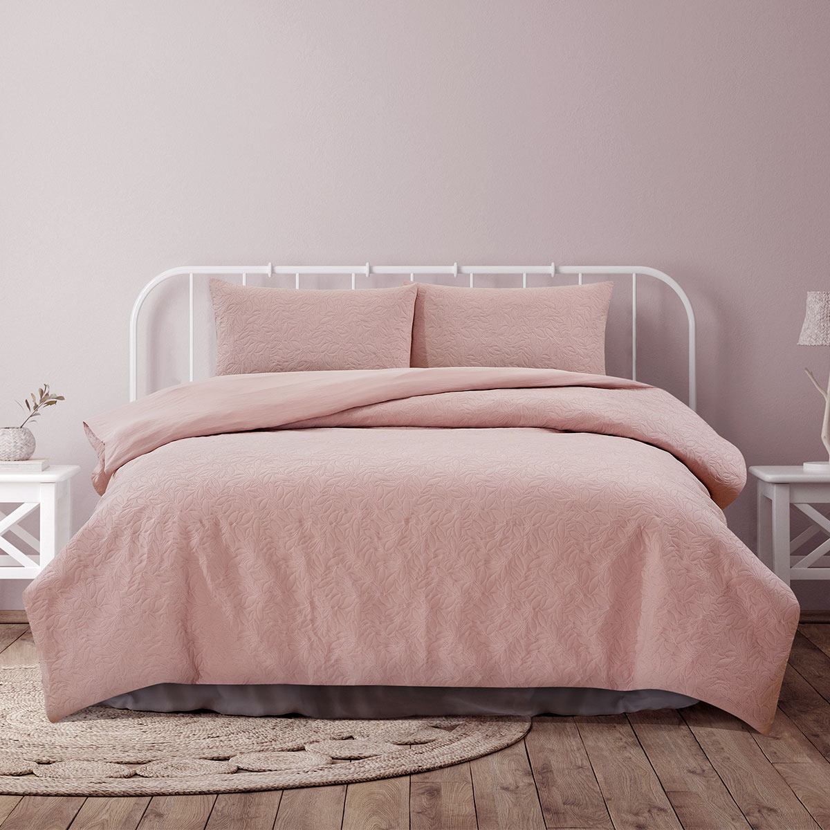 V442-INT-QUILTCS-LOTTIE-BLUSH-QS-144525-00 Ardor Lottie Blush Pinsonic Embossed Quilt Cover Set Queen - Image 1