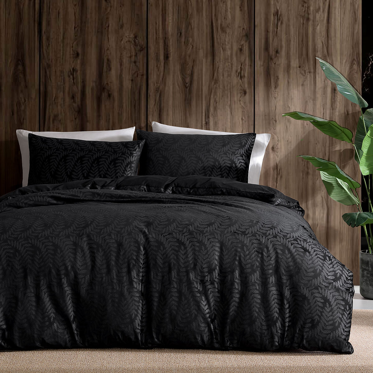 V442-INT-QUILTCS-RUIVELVET-BLACK-QS-202506190426-00 Ardor Rui Black Embossed Velvet Soft Quilt Cover Set Queen - Image 1