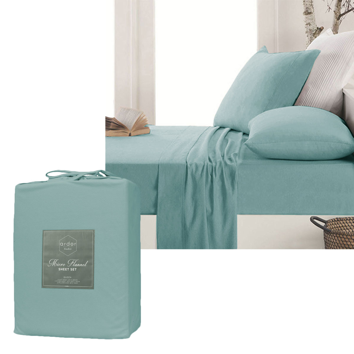 V442-INT-SHEETS-ARDORMICROFLANNEL-BLUE-KI-141462-00 Ardor Micro Flannel Sheet Set Blue King - Image 1