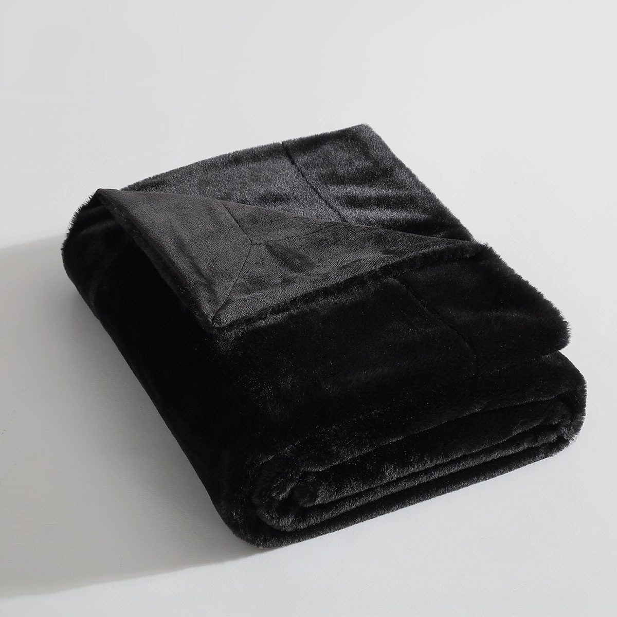 V442-INT-THROW-BENZFAUXFUR-BLACK-RE-202507031603-00 Ardor Benz Faux Fur Soft Plush Throw Rug 130x170cm Black - Image 1