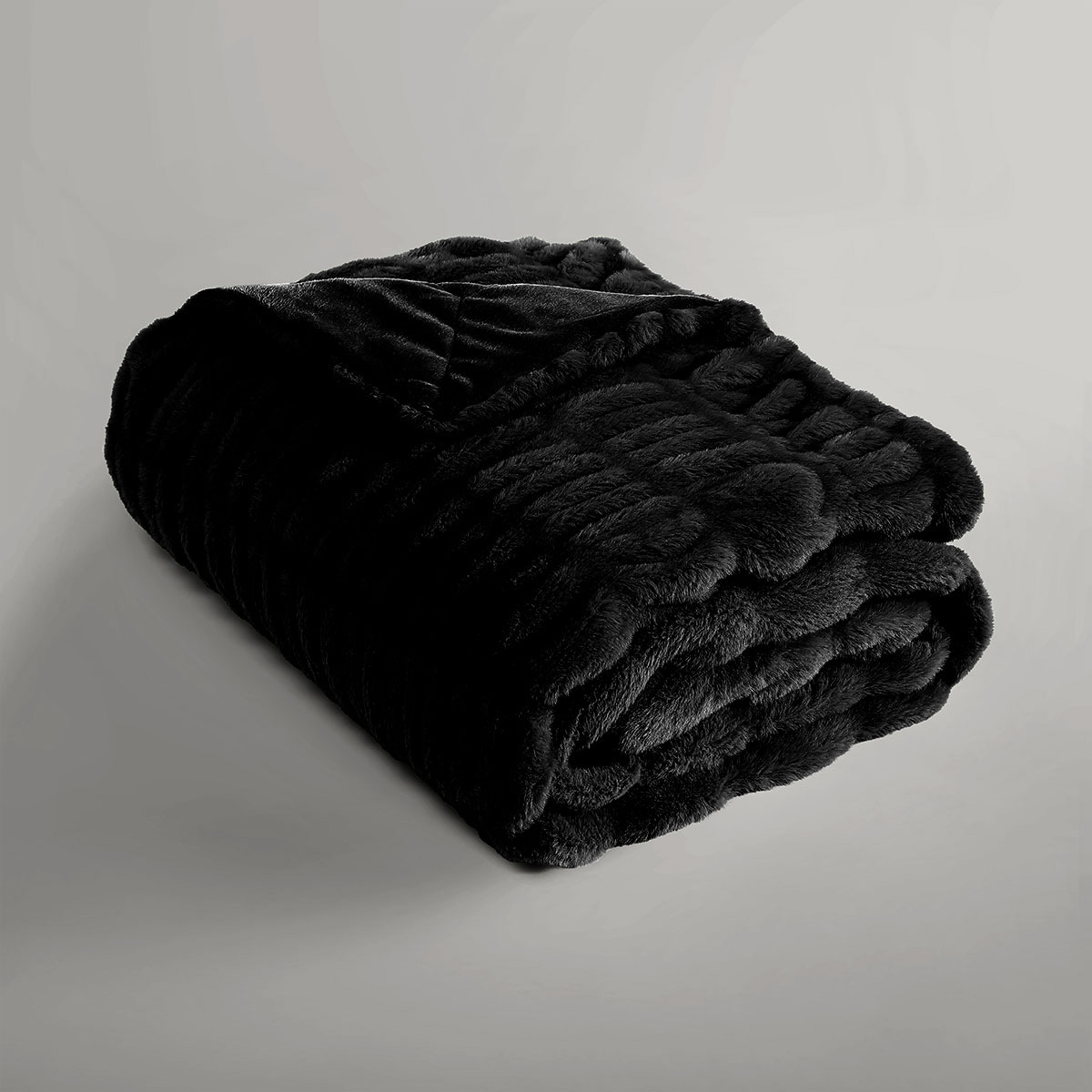 V442-INT-THROW-CLAYTONFAUXFUR-BLACK-RE-202507031603-00 Ardor Clayton Faux Fur Soft Plush Throw Rug 130x170cm Black - Image 1