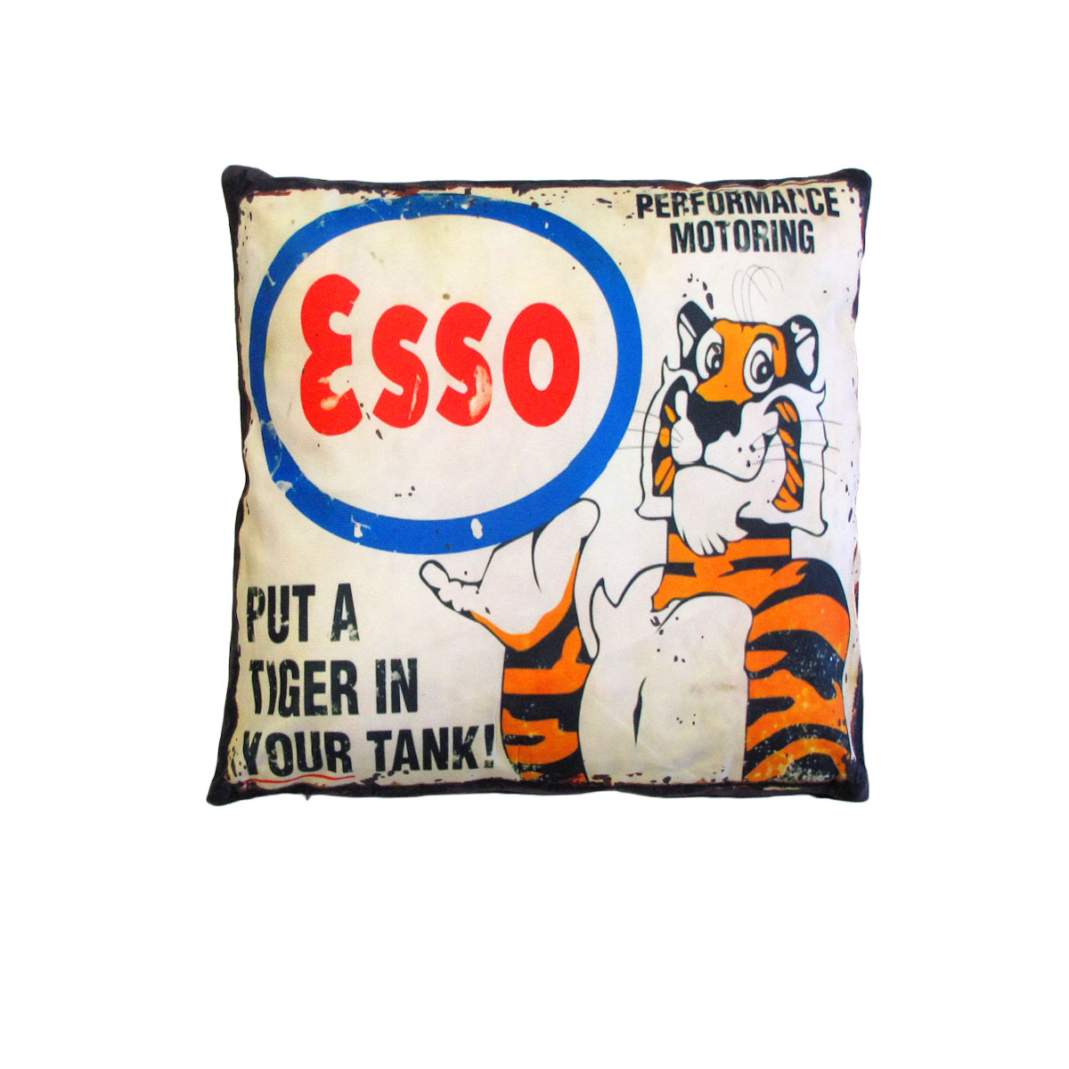 V442-JTC-CUSHION-ESSOUPRIGHTTIGER-TAUPE-SQ-202502280846-00 Australian Mancave Retro Cushion ESSO Upright Tiger 40 x 40 cm - Image 1