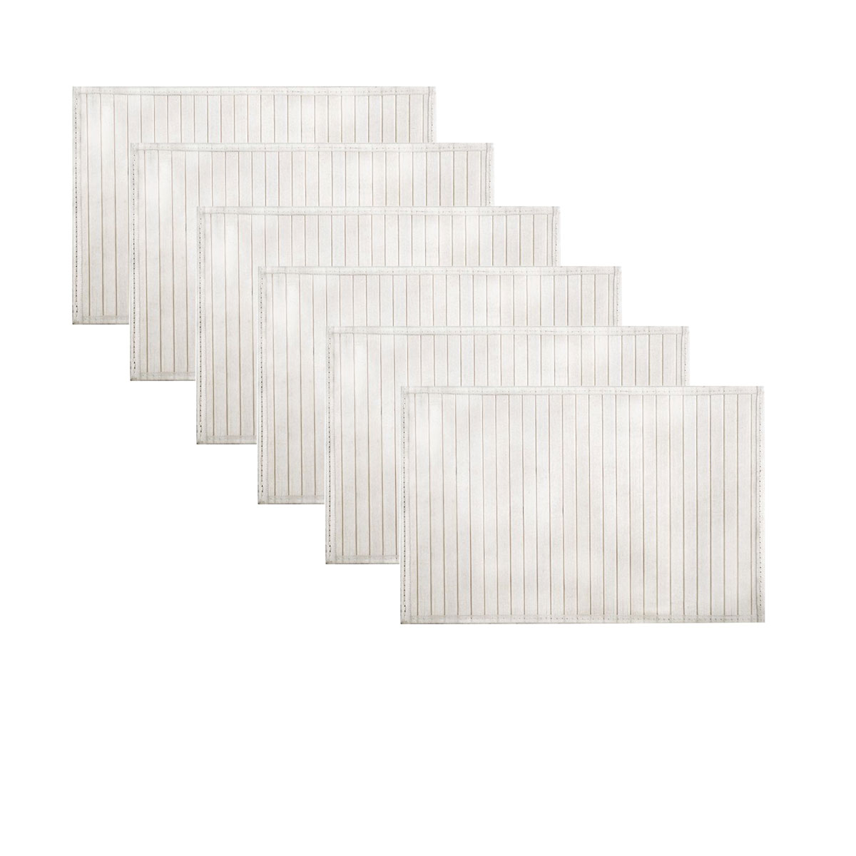 V442-JTC-PLACEMAT-BAMBOOBB3WB-WHITE-RE-145731-00 Set of 6 Broad Slat Bamboo Table Placemats 30 x 45cm White - Image 1