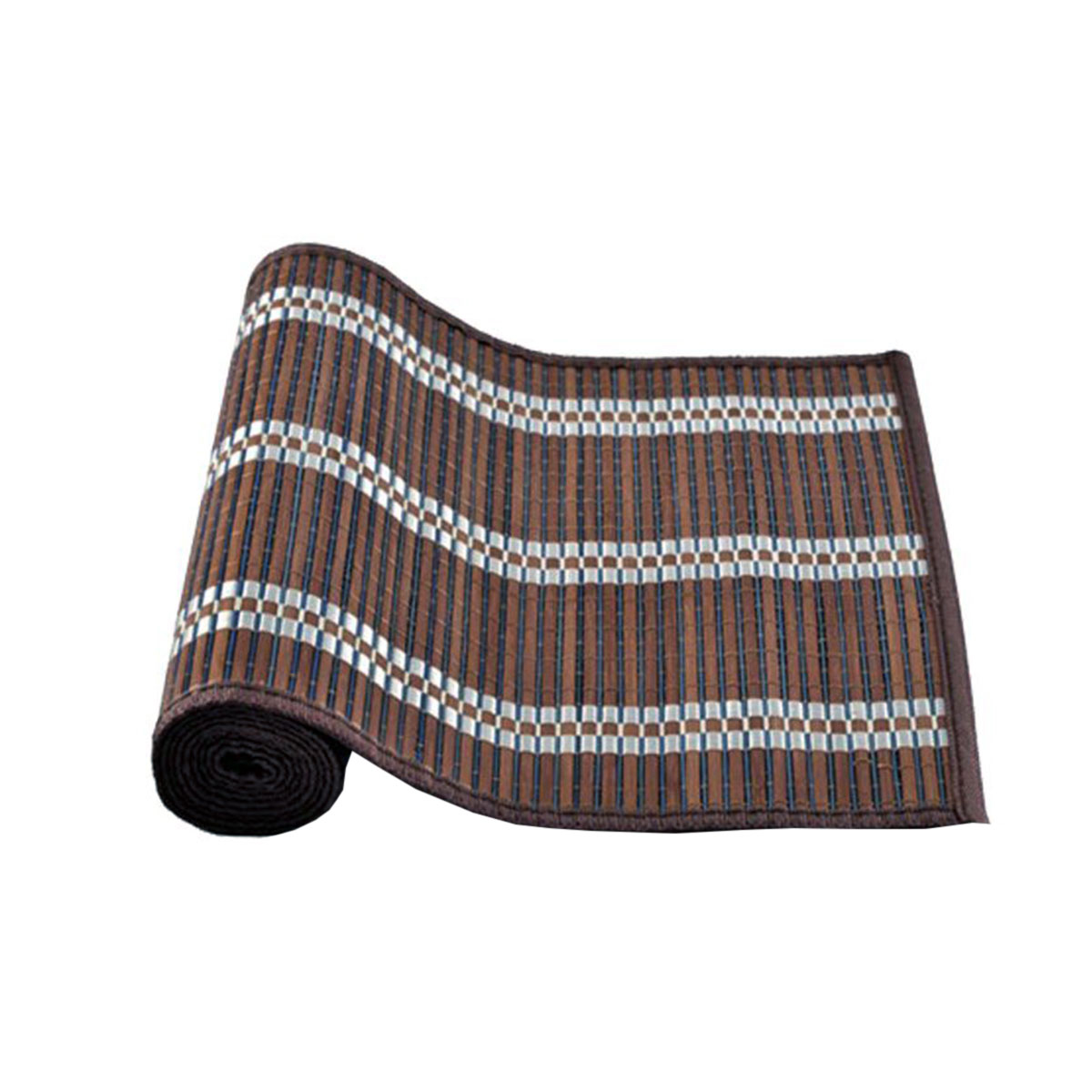 V442-JTC-TABLER-BAMBOOLAR2DB-DKBROWN-RE-145740-00 Victoria Bamboo Table Runner 140 x 33cm Dark Brown Silver - Image 1