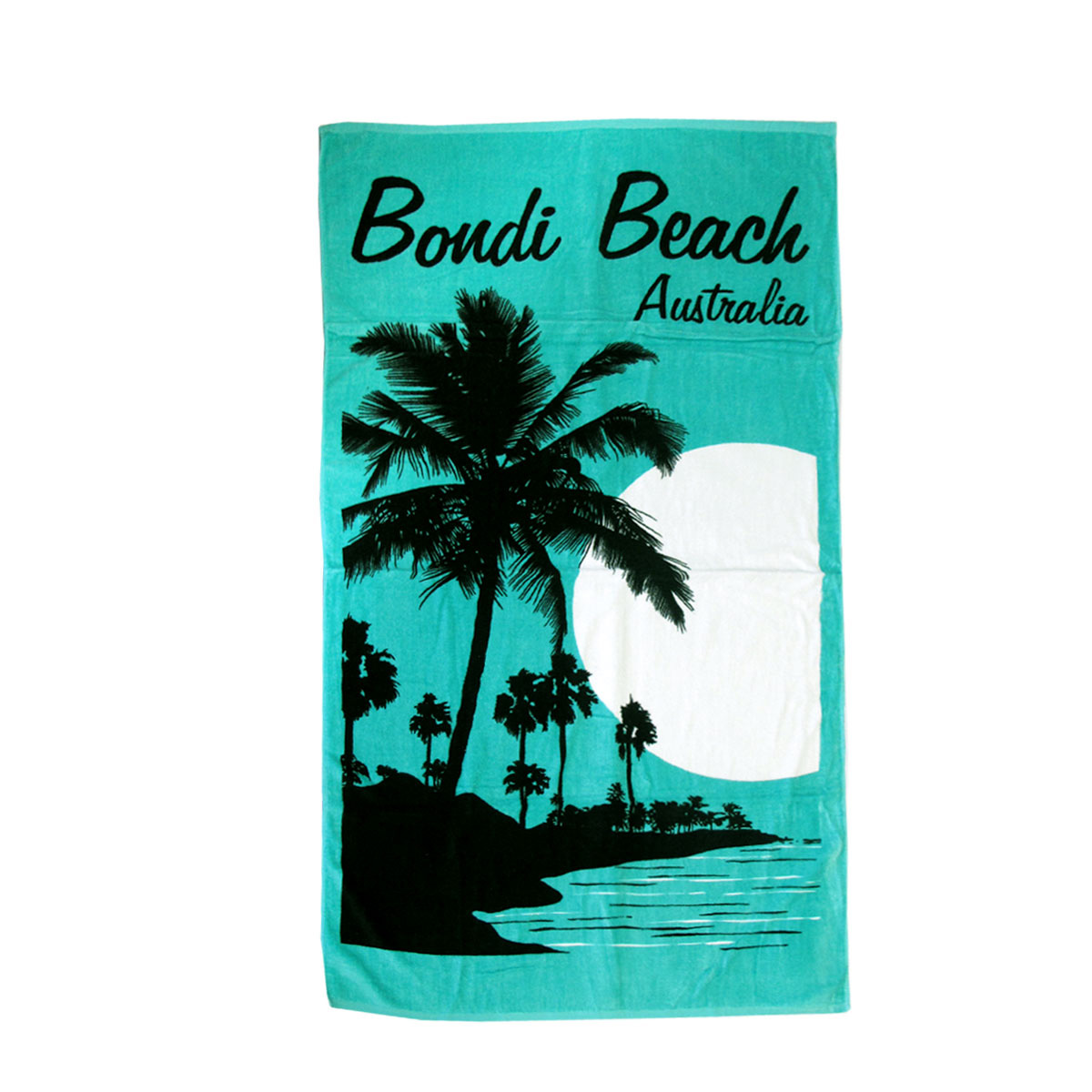V442-JTC-TOWEL-BONDIBEACH-AQUA-RE-199947-00 Aqua Blu Bondi Beach Aqua 100% Cotton Beach Towel 80 x 150 cm - Image 1