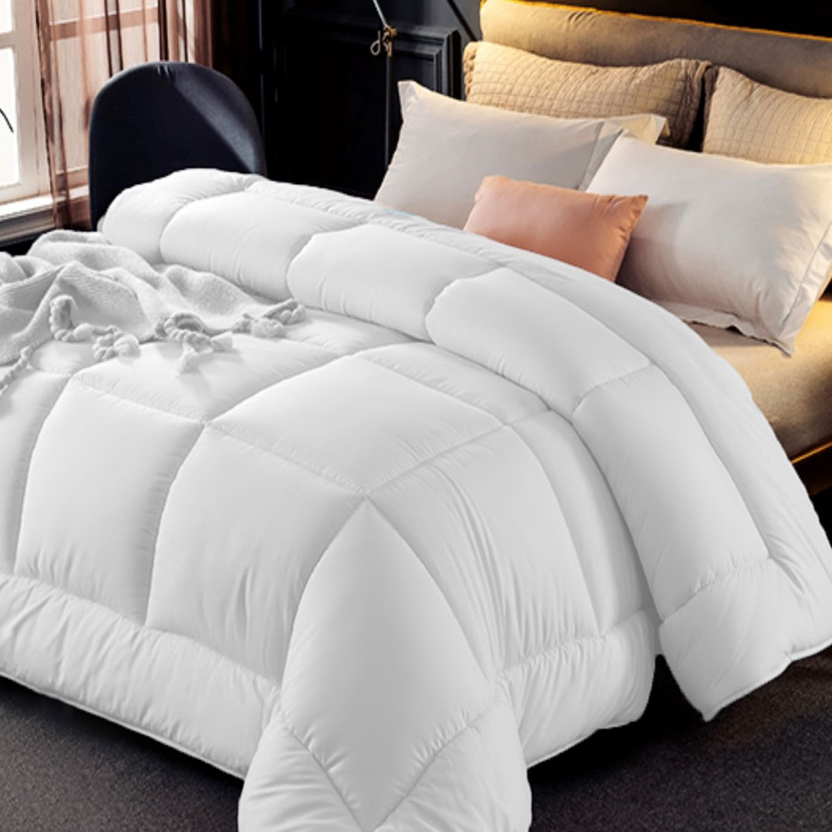 V442-KIT-QUILT-800GSMMICROFIBRE-WHITE-DS-173598-00 Ramesses 800GSM All Season Antibectiral Microfibre Quilt Double - Image 1