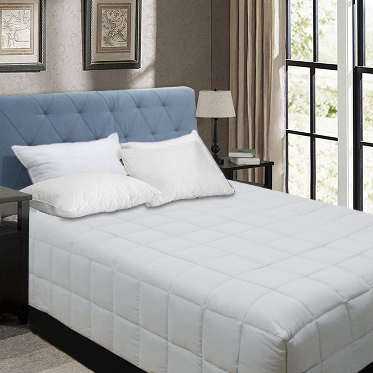 V442-KIT-QUILT-BOXEND-SILVER-DS-173622-00 Shangri La Bamboo Blend Microfiber Box End Quilt Silver Double - Image 1