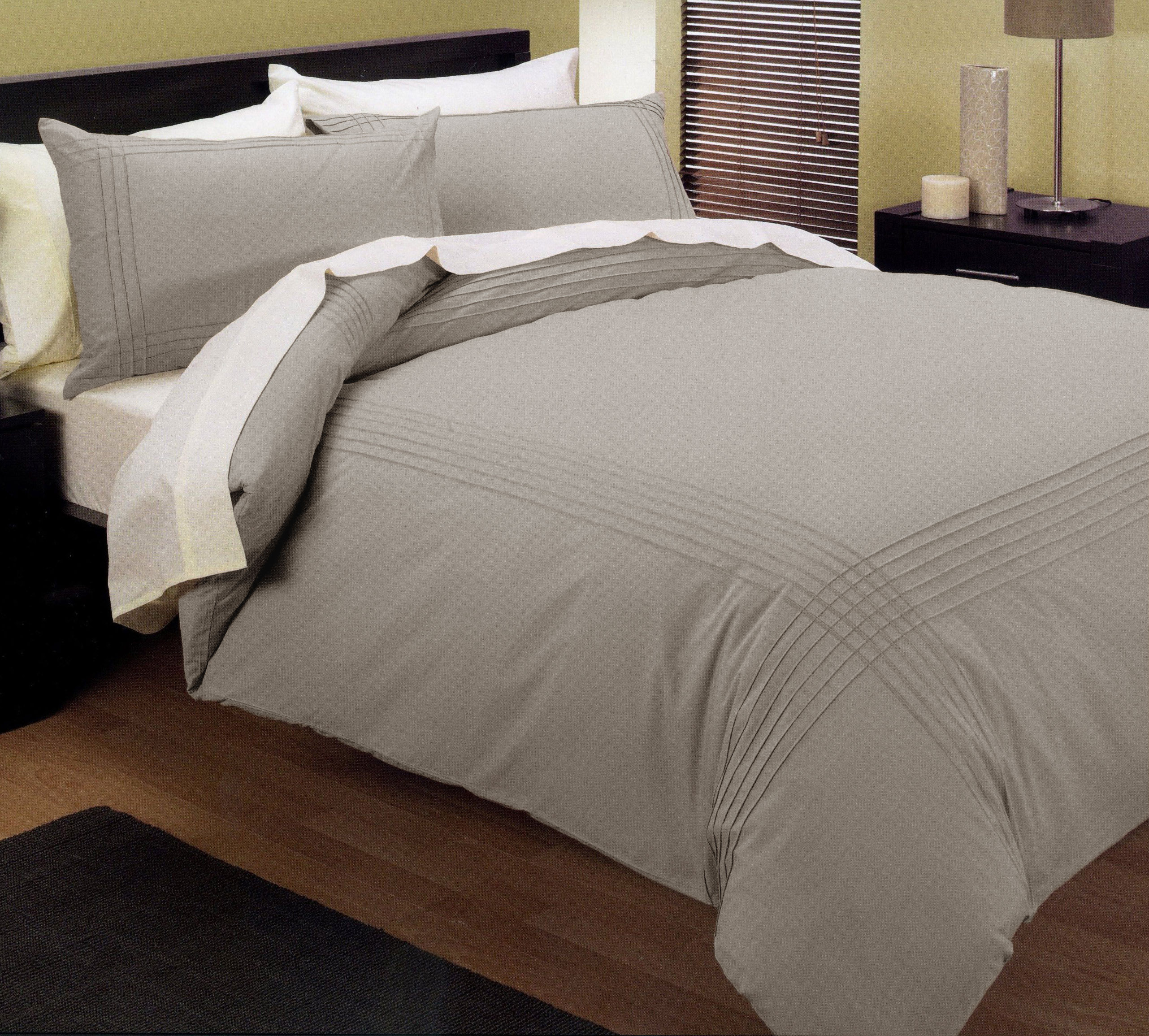 V442-KIT-QUILTCS-PINTUCK-LINEN-DS-146411-00 Kingtex Pintuck Quilt Cover Set Linen Double - Image 1