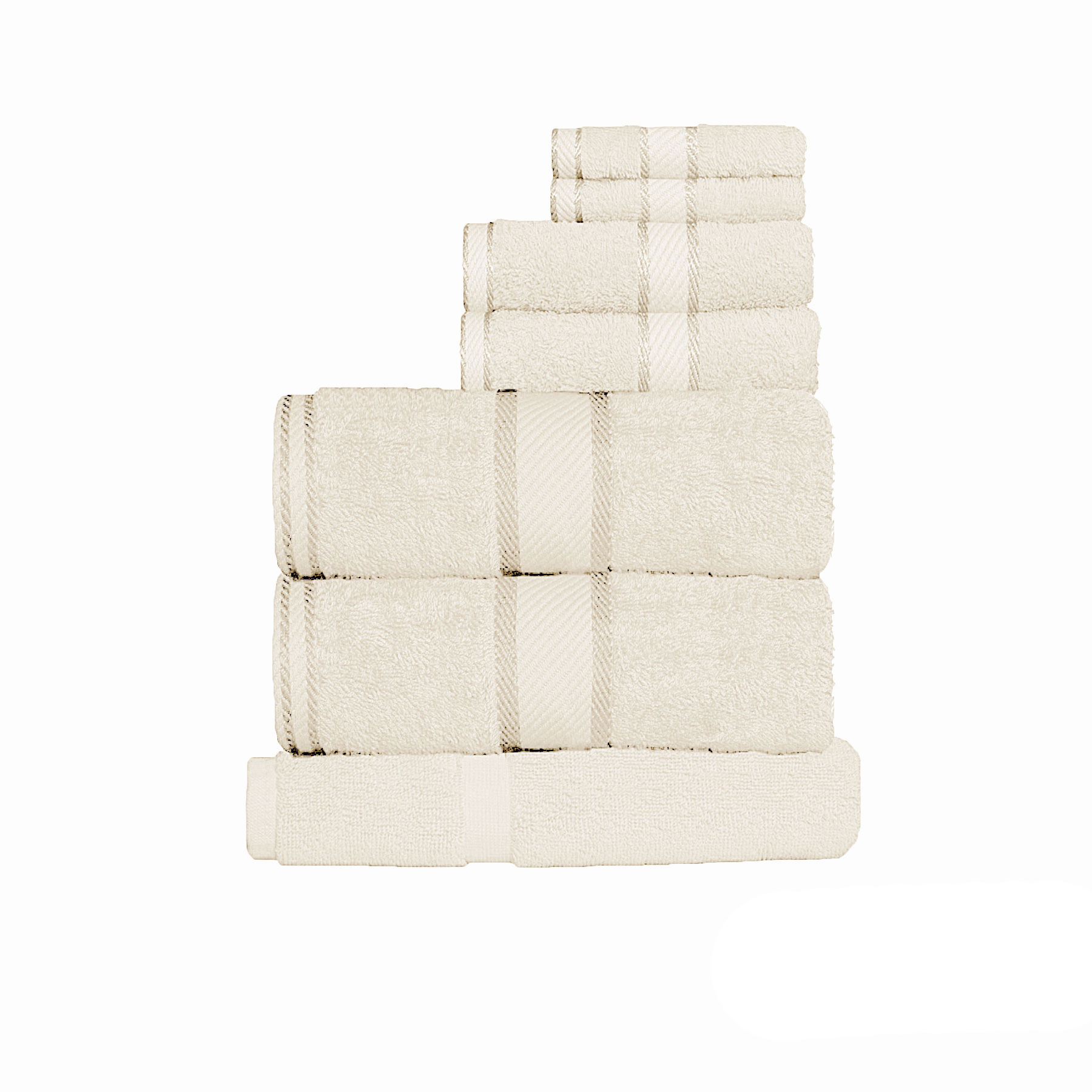 V442-KIT-TOWEL-7PTOWEL-CREAM-158535-00 Kingtex 550gsm Cotton 7 Pce Towel Set Cream - Image 1
