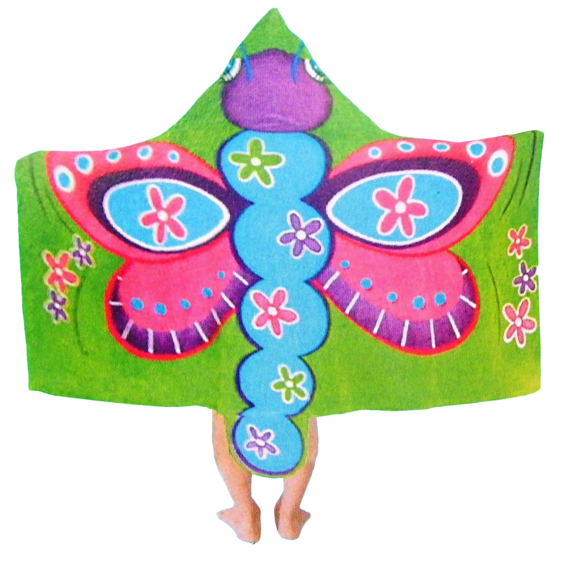 V442-KIT-TOWEL-CAPEBUTTERFLY-MULTI-SH-145687-00 Kids Cotton Velour Beach Cape Butterfly - Image 1