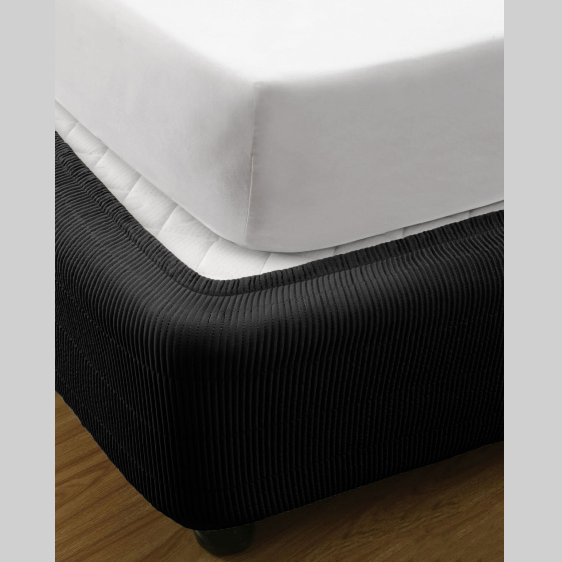 V442-KIT-VALANCE-QUILTED-BLACK-KS-158488-00 Ramesses Vertical Quilted Valance Black KING SINGLE - Image 1