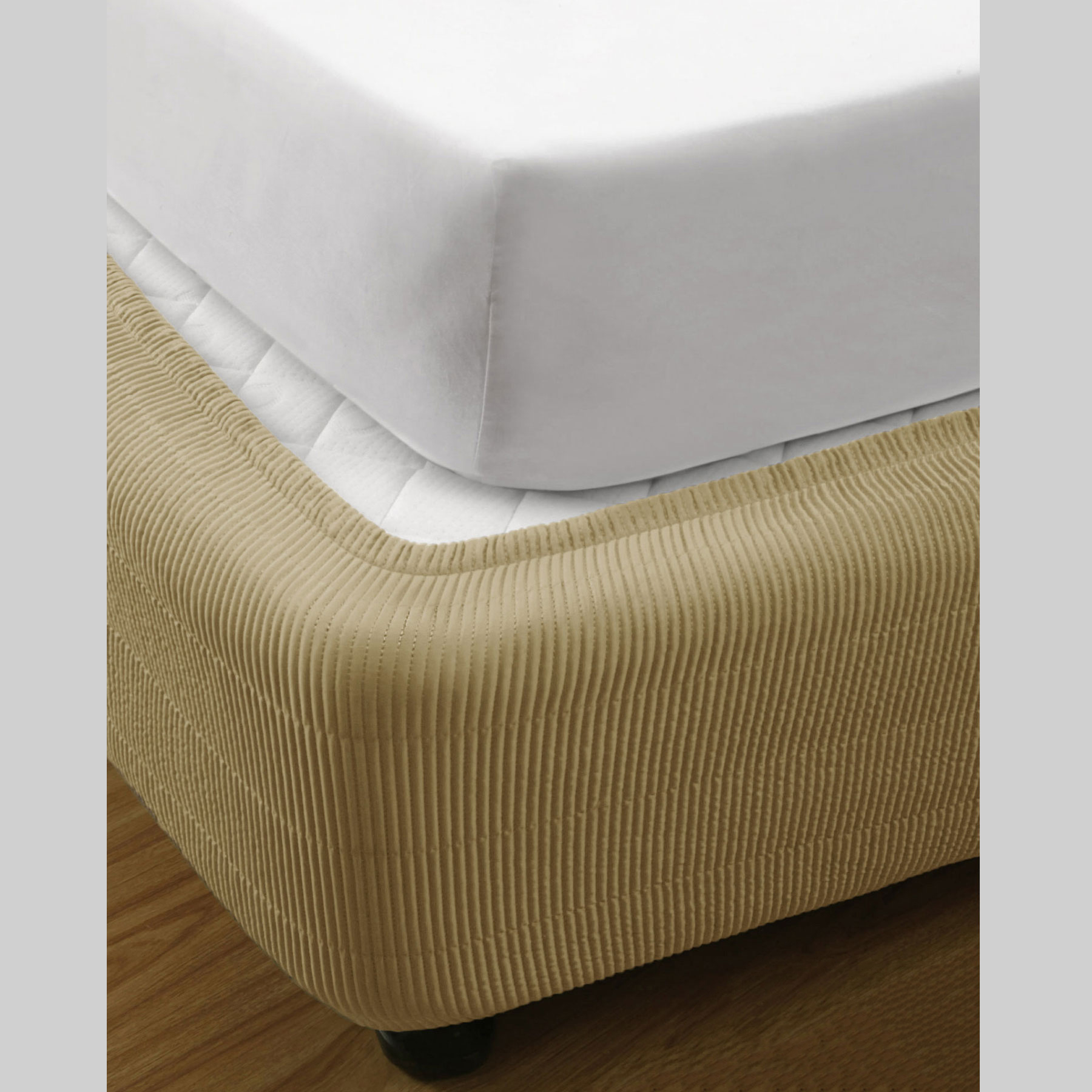 V442-KIT-VALANCE-QUILTED-LINEN-KI-158483-00 Ramesses Vertical Quilted Valance Linen KING - Image 1