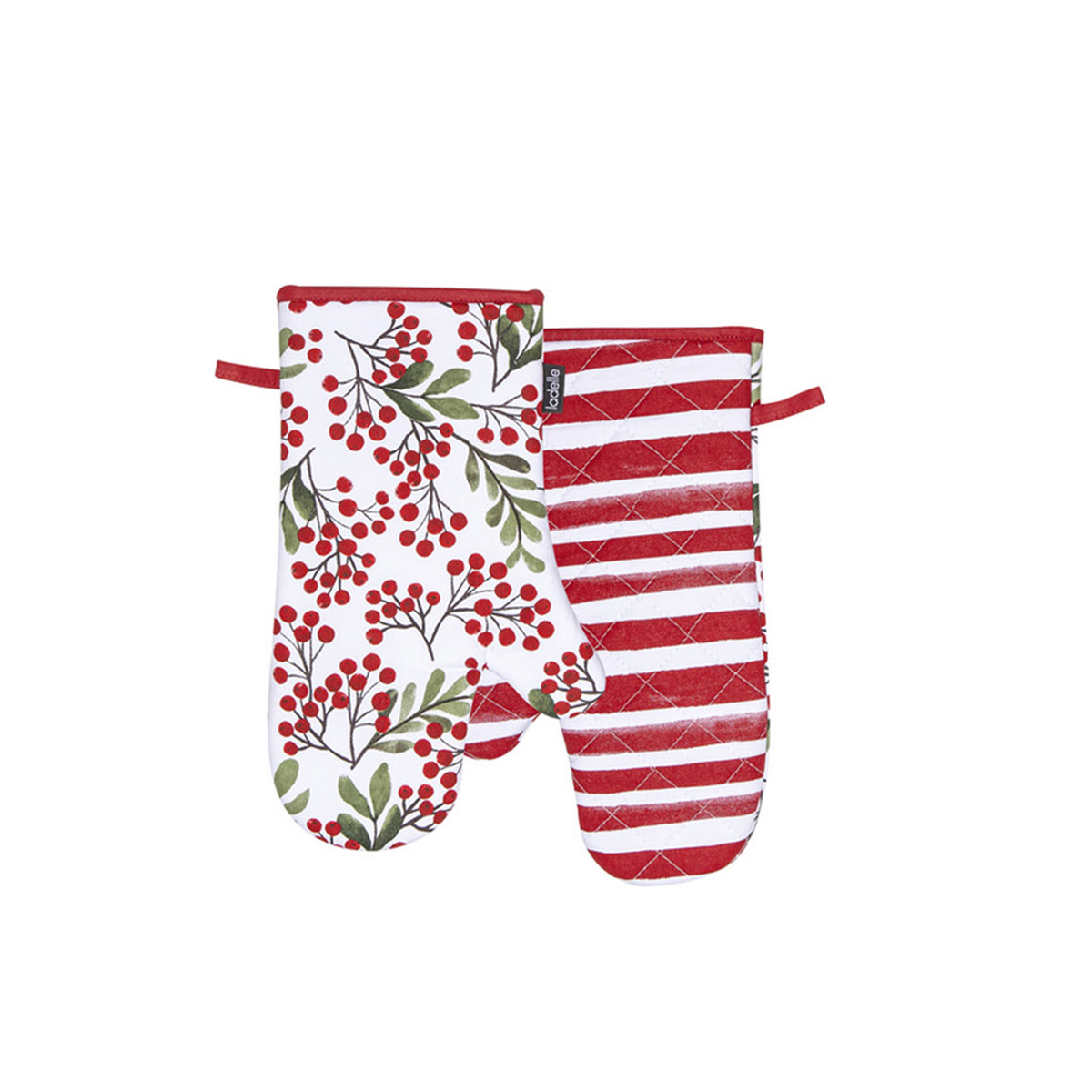 V442-LDE-OVENM-BERRYBERRYSETOF2-RED-SH-77662-00 Ladelle Berry Berry Christmas Set of 2 Oven Mitts 18 x 33 cm - Image 1