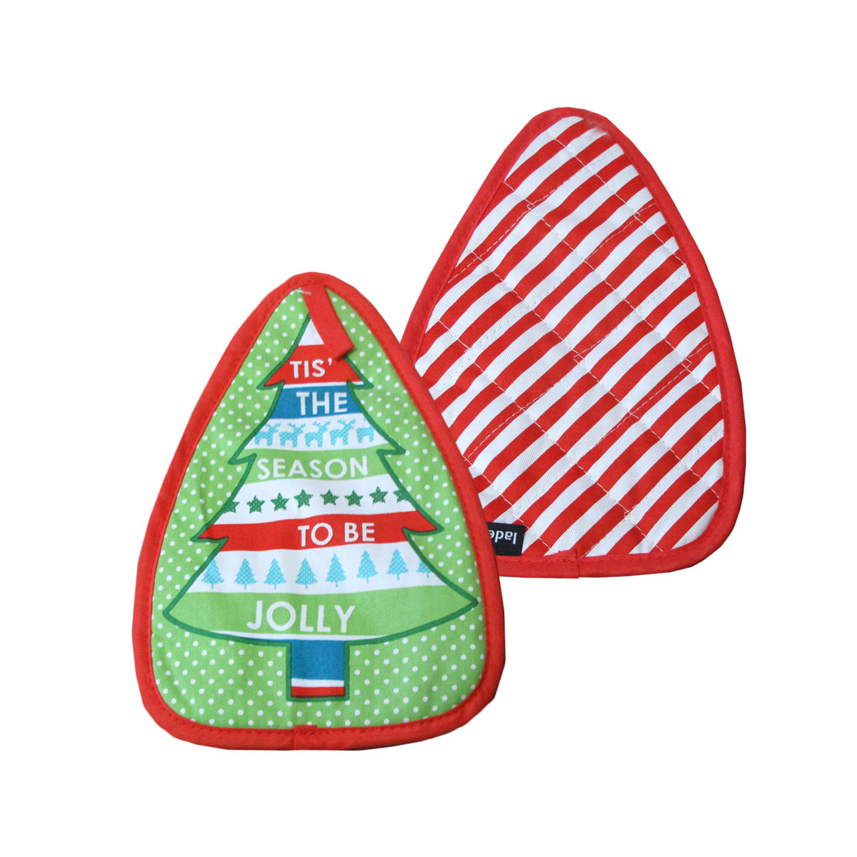 V442-LDE-OVENM-JOYFULSTRIPE2POTMITTS-RED-SH-77722-00 Ladelle Joyful Stripe Red Set of 2 Pot Mitts 17 x 24 cm - Image 1