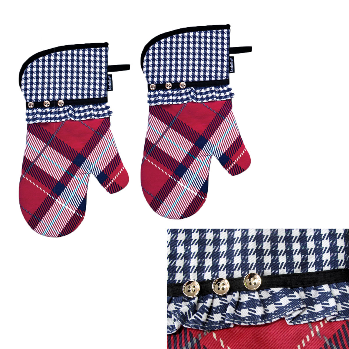 V442-LDE-OVENM-KHLOESETOF2-MULTI-SH-77697-00 Ladelle Khloe Multi Set of 2 Oven Mitts 18 x 33 cm - Image 1