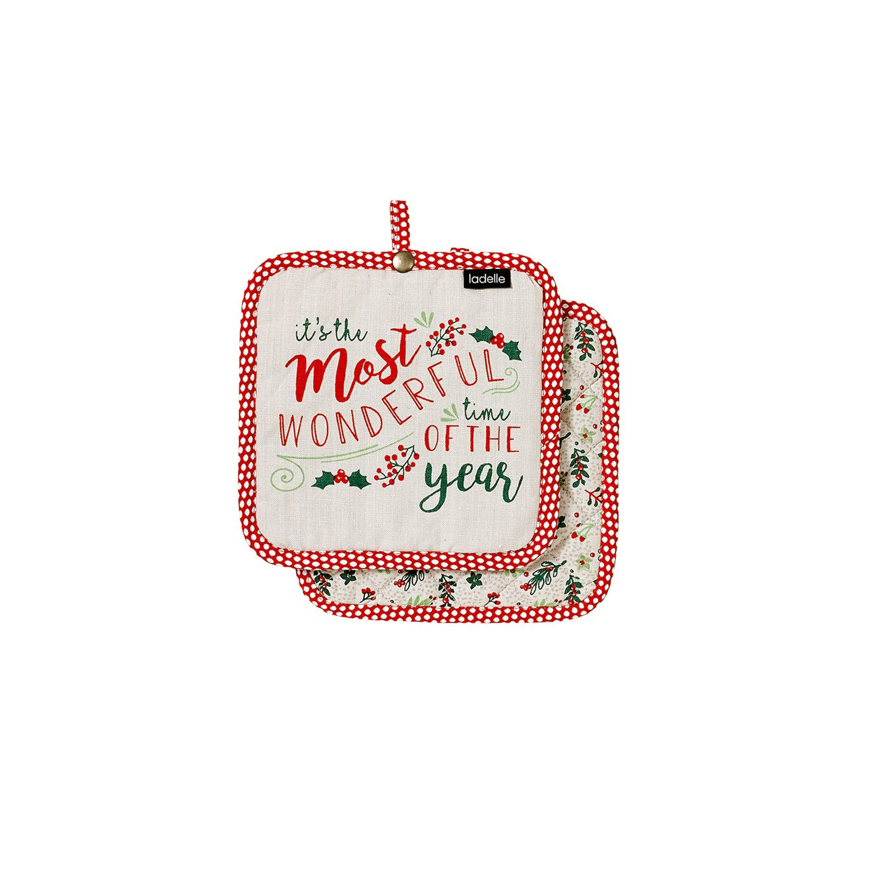 V442-LDE-OVENM-WONDERFULPOTHOLDER-TAUPE-SQ-77879-00 Ladelle Set of 2 Wonderful Kitchen / BBQ Pot Holder - Image 1