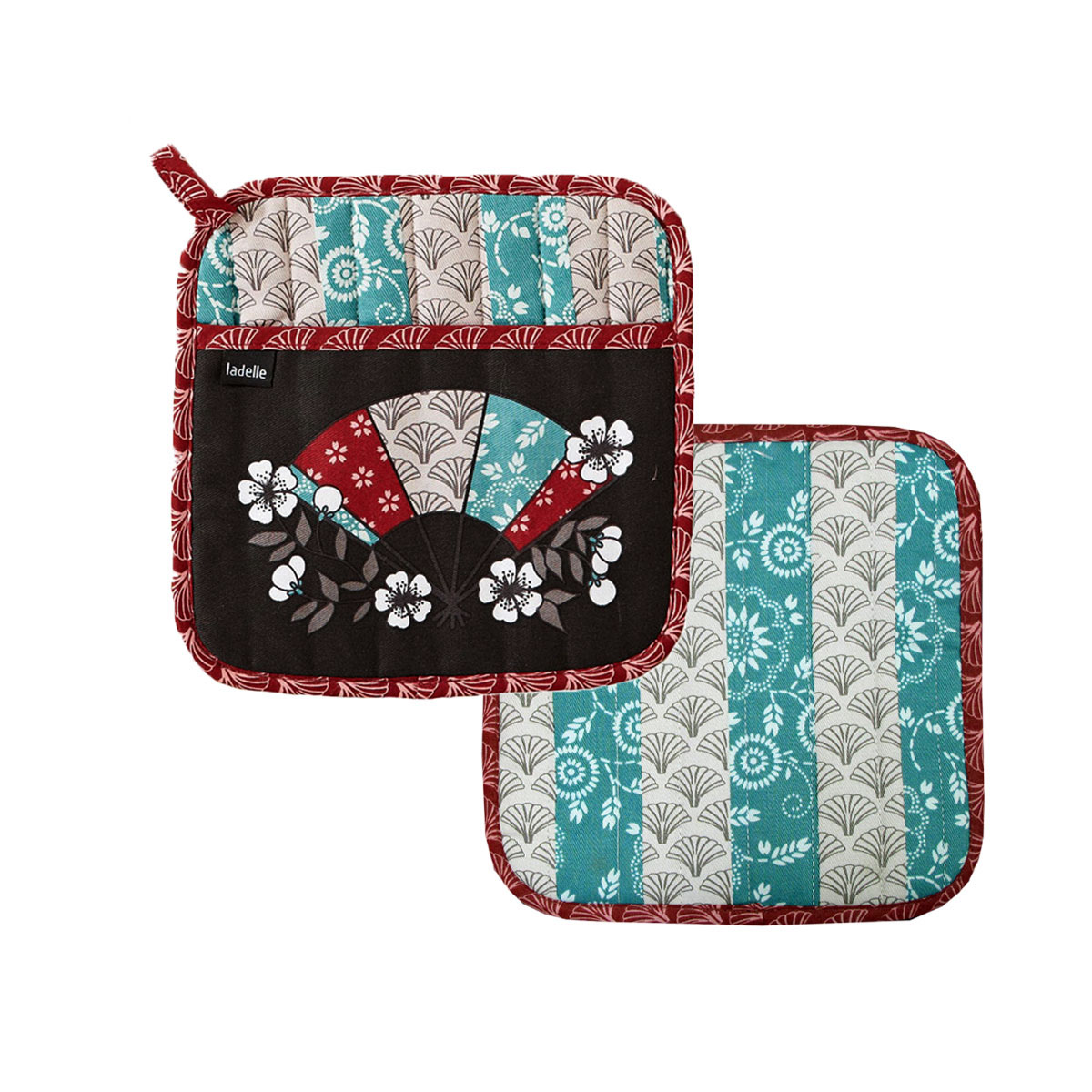 V442-LDE-OVENM-YUMI2POTHOLDER-MULTI-SQ-77699-00 Ladelle Yumi Set of 2 Pot Holders 21 x 21 cm - Image 1