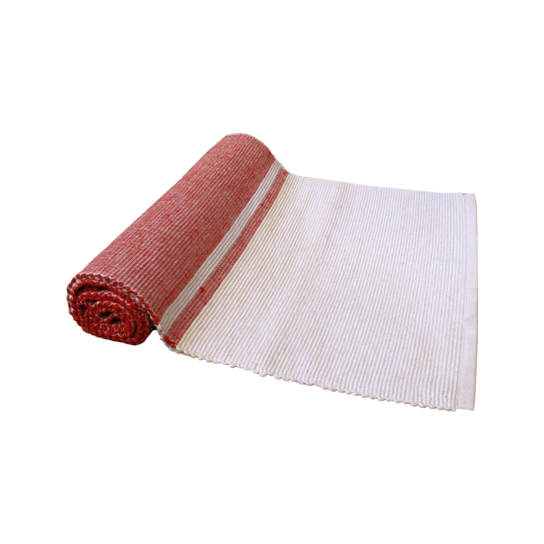 V442-LDE-TABLER-DELTARIBBED-RED-RE-77778-00 Delta 100% Cotton Ribbed Red Table Runner 34 x 150 cm - Image 1