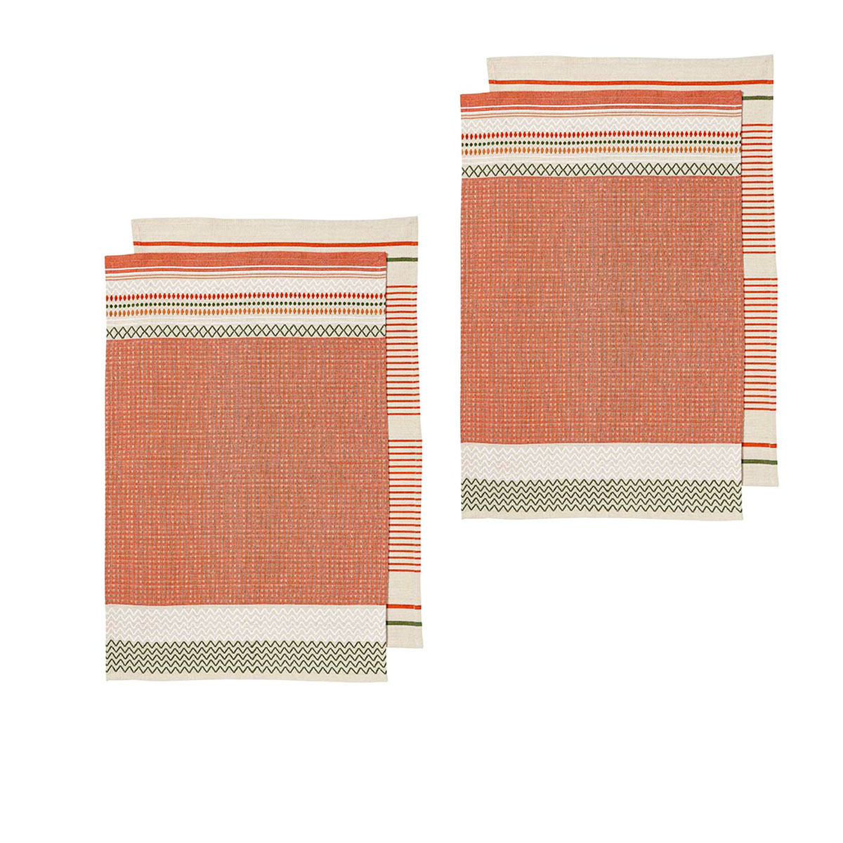 V442-LDE-TEAT-INTRINSICSETOF4-BRUST-RE-77690-00 Ladelle Intrinsic Set of 4 Cotton Kitchen Towels Bold Rust - Image 1