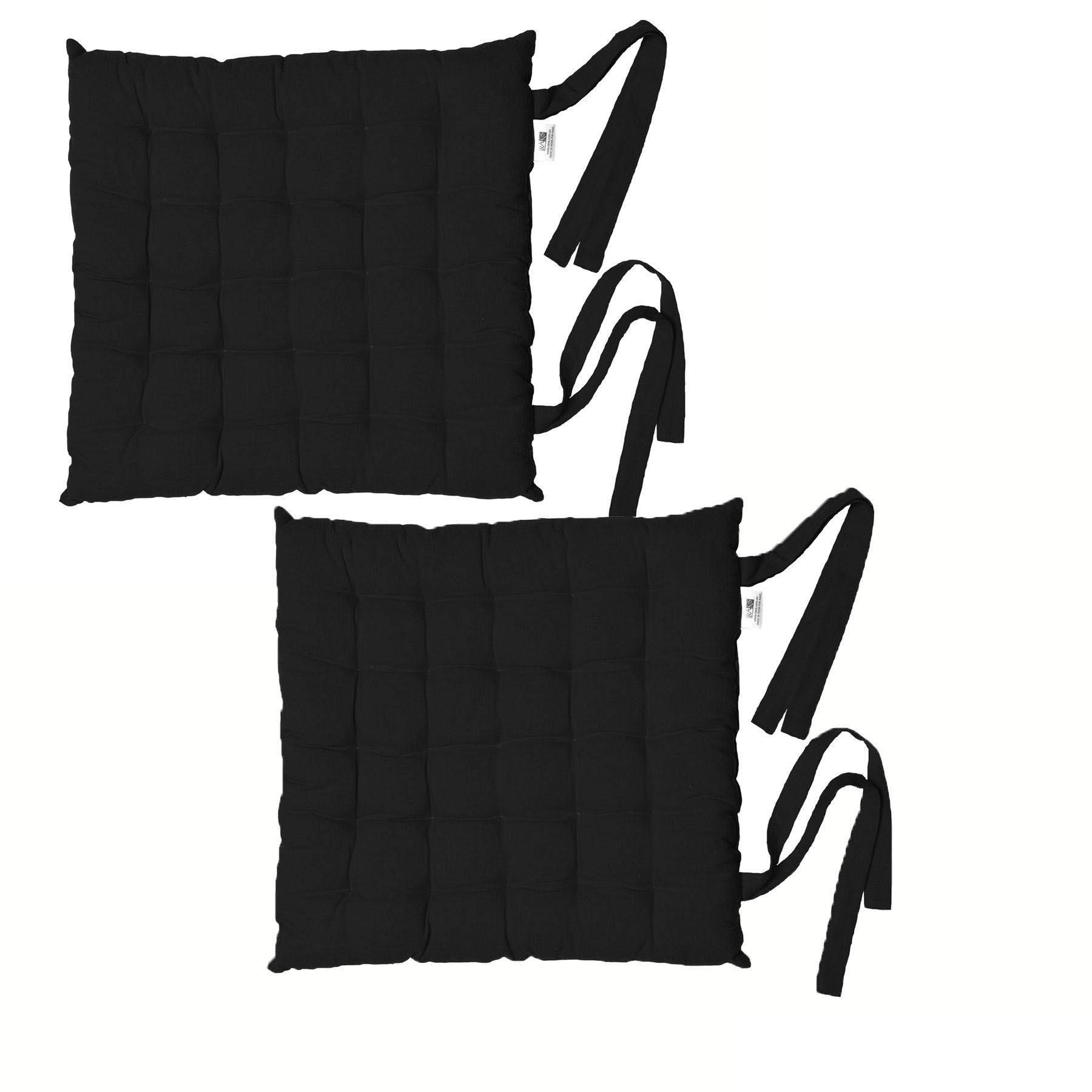 V442-RAN-CUSHION-CHAIRPADPLAIN-BLACK-SQ-77581-00 Rans Set of 2 Alfresco Cotton Chair Pads 40x40 cm - Plain Black - Image 1