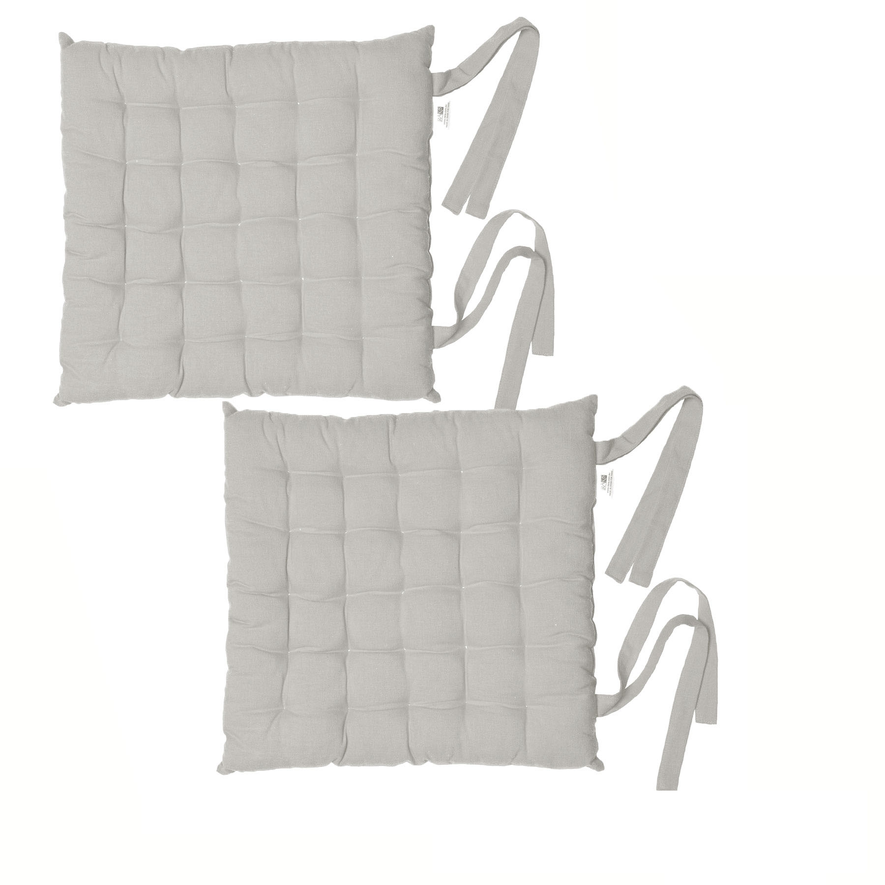 V442-RAN-CUSHION-CHAIRPADPLAIN-SILVER-SQ-77578-00 Rans Set of 2 Alfresco Cotton Chair Pads 40x40 cm - Plain Silver - Image 1