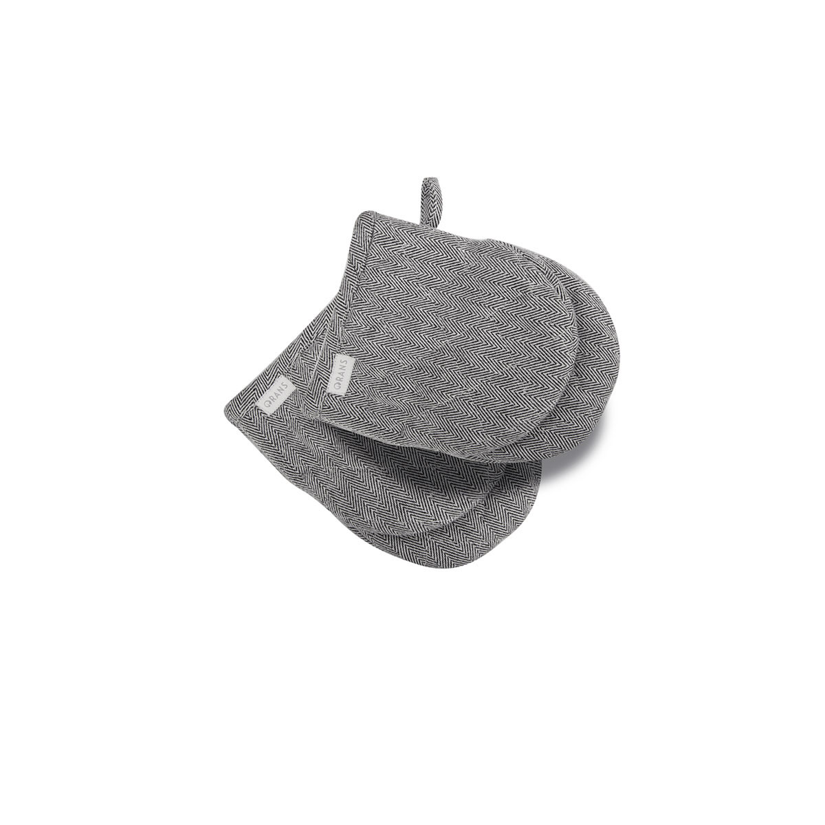 V442-RAN-OVENM-HERRINGBONE2MINIGLOVES-BLACK-SH-77626-00 Rans Herringbone Black Cotton Set of 2 Oven Mini Gloves - Image 1