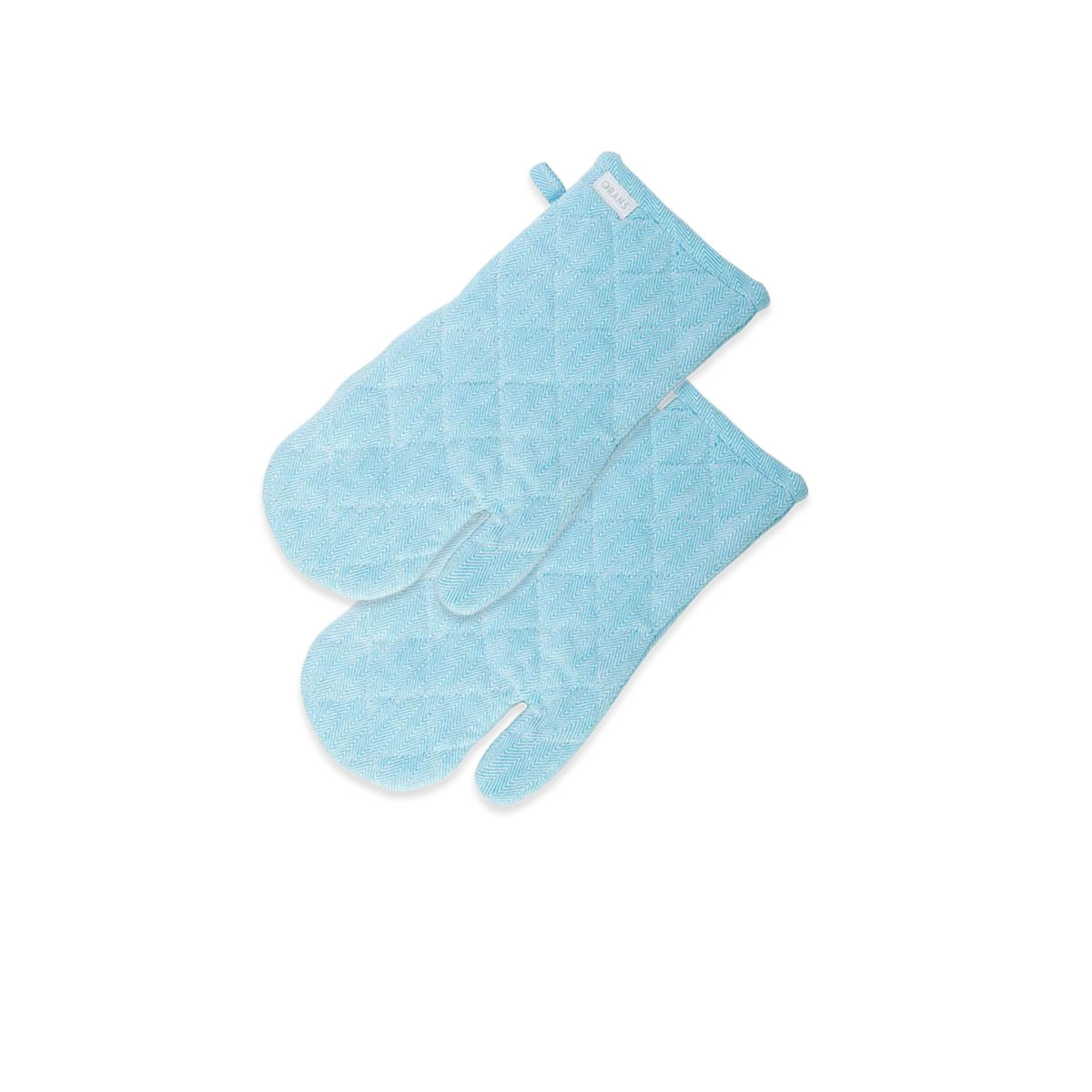 V442-RAN-OVENM-HERRINGBONESETOF2GLOVES-BLUE-SH-77622-00 Rans Herringbone Blue Cotton Set of 2 Oven Gloves - Image 1