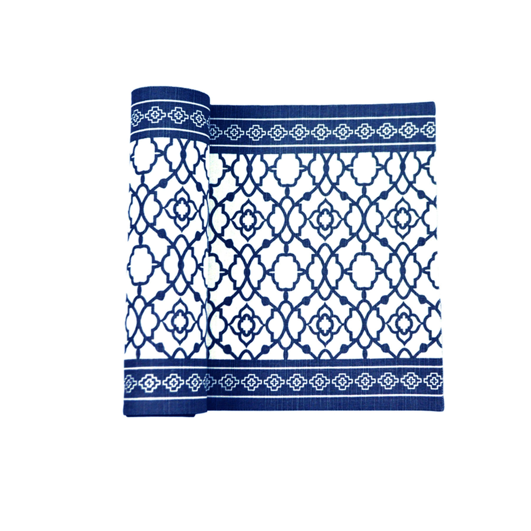 V442-RAN-TABLER-VINTAGE-INDIGO-RE-77493-00 Rans Cotton Vintage Table Runner - Indigo - Image 1