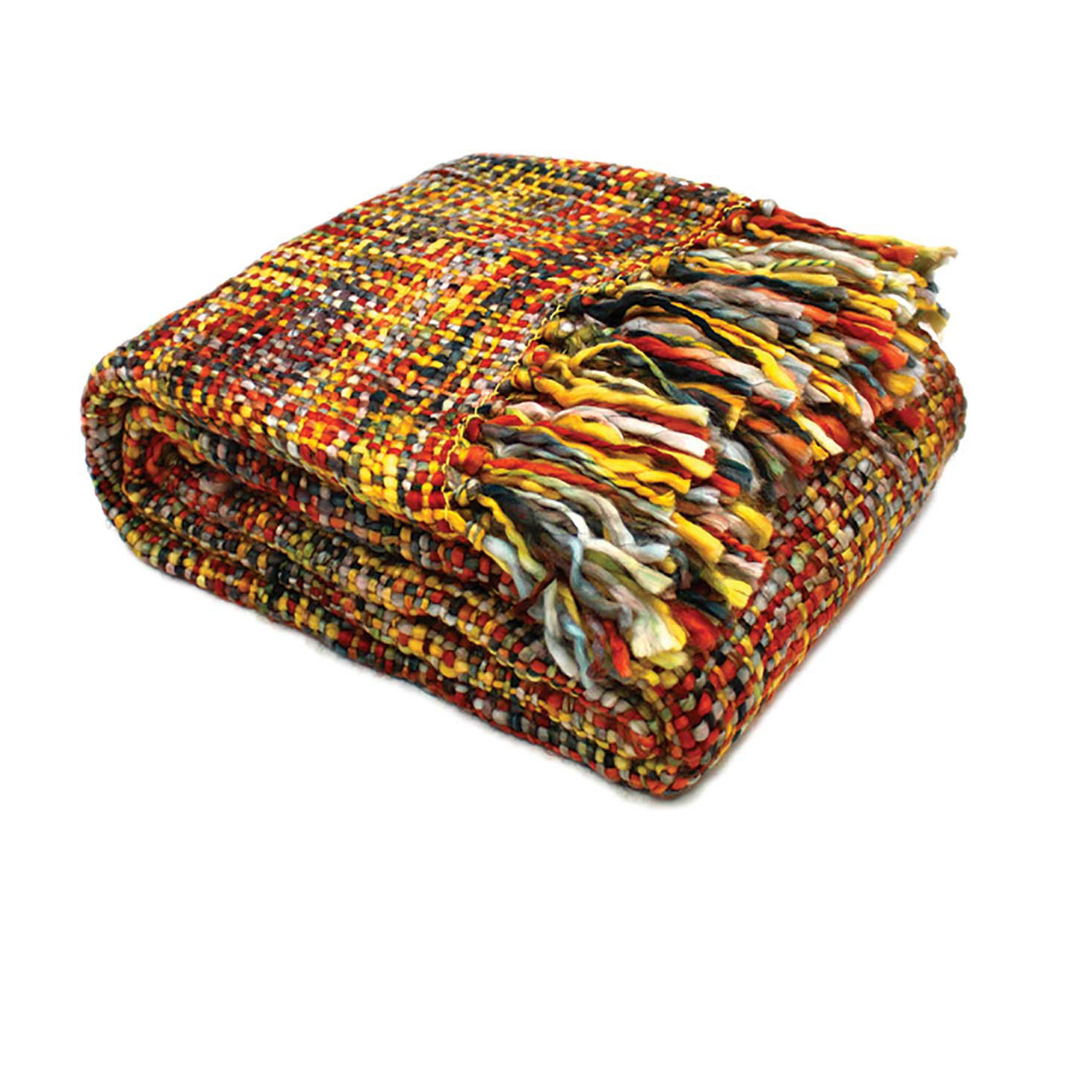 V442-RAN-THROW-OSLOBUSHFIRE-MULTI-RE-77472-00 Rans Oslo Knitted Weave Throw 127x152cm - Bush Fire - Image 1