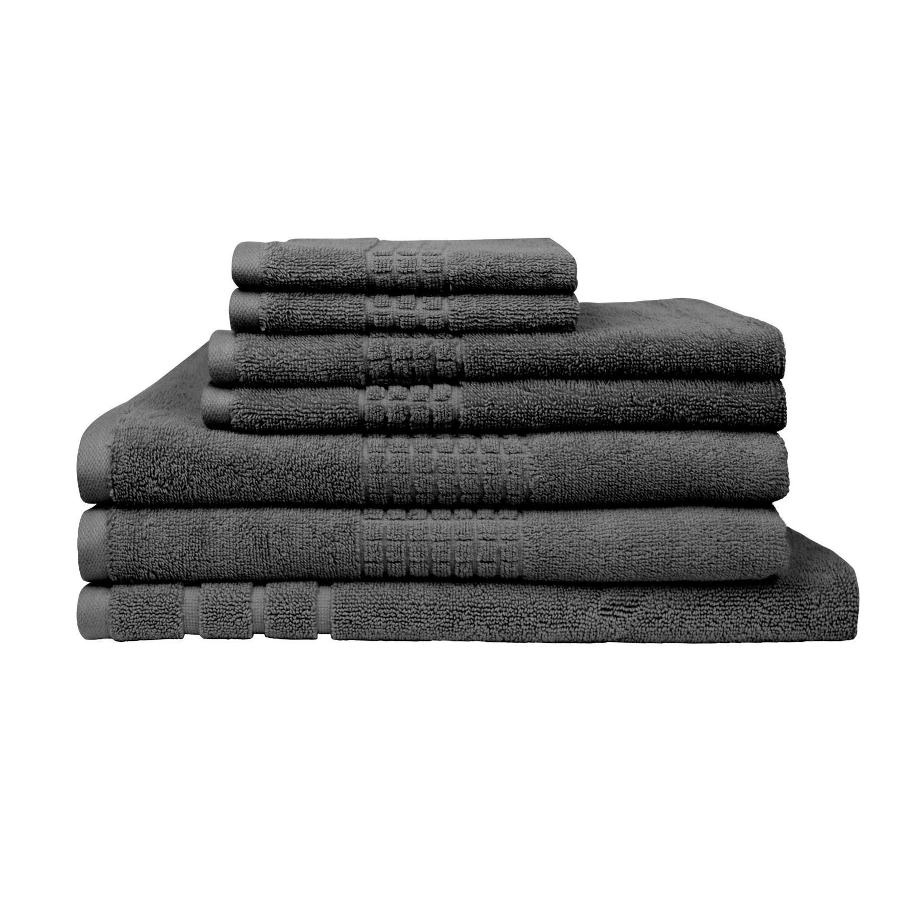 V442-RAN-TOWEL-MONTAGE7PCE-CHARCOAL-RE-77963-00 Rans Montage 7 Piece Cotton Bath Towel Set - Charcoal - Image 1