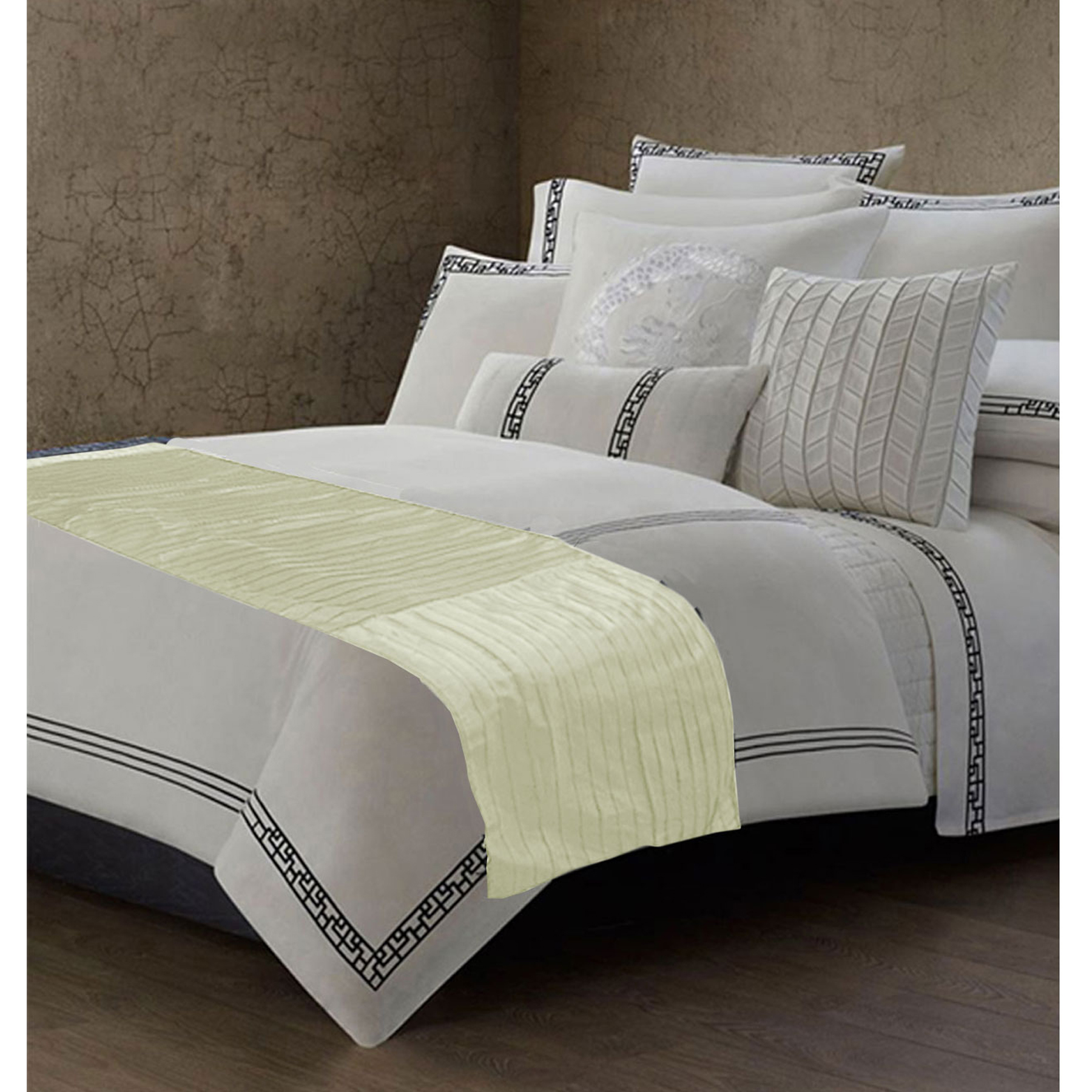 V442-RAP-BEDR-PLEATED-CREAM-204814-00 Rapee Pleated Bed Runner - Cream - Image 1