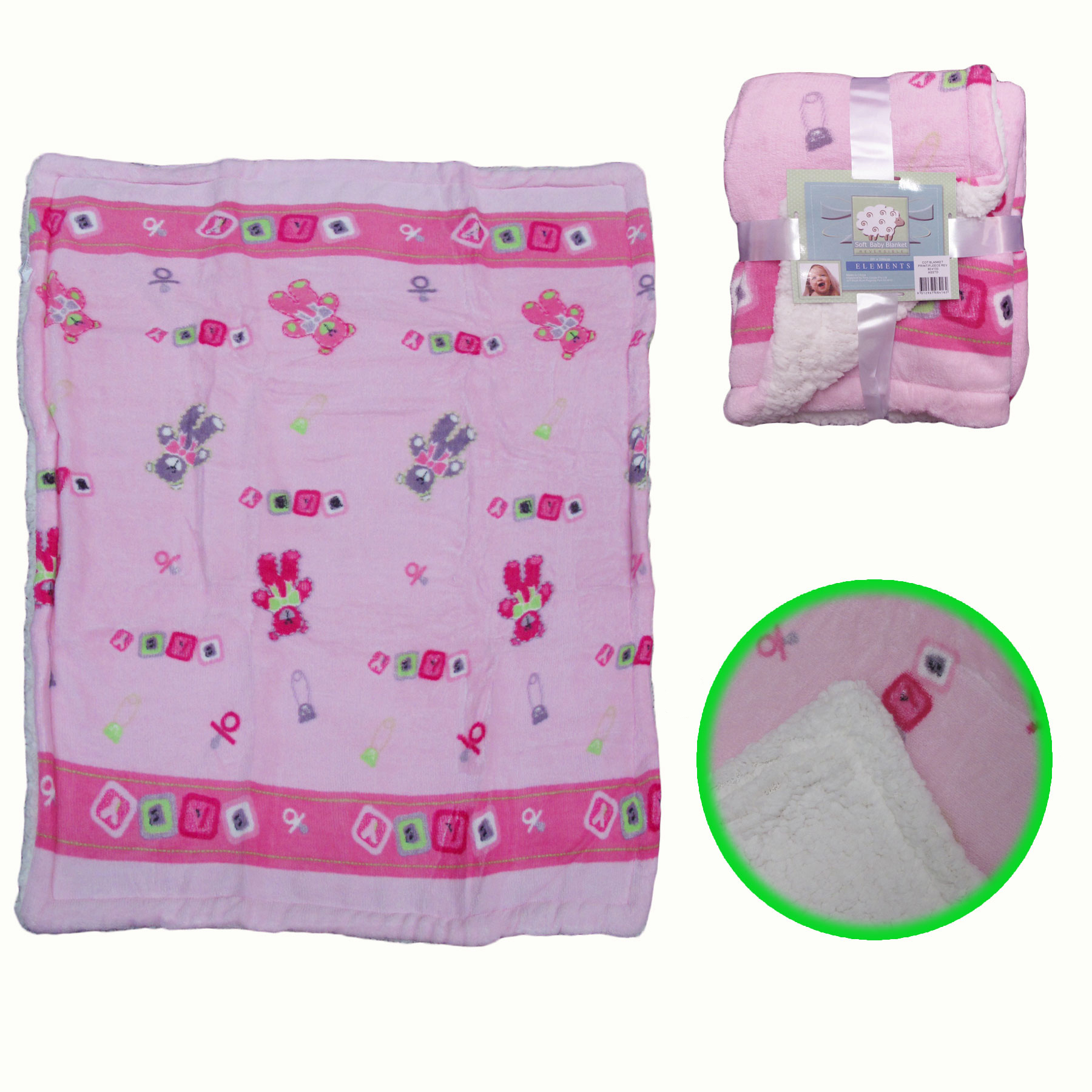 V442-TOC-BLANKET-SOFTBABY-PINK-RE-204248-00 Elements Soft Coral Fleece Baby Blanket 80 x 100 cm -Pink - Image 1